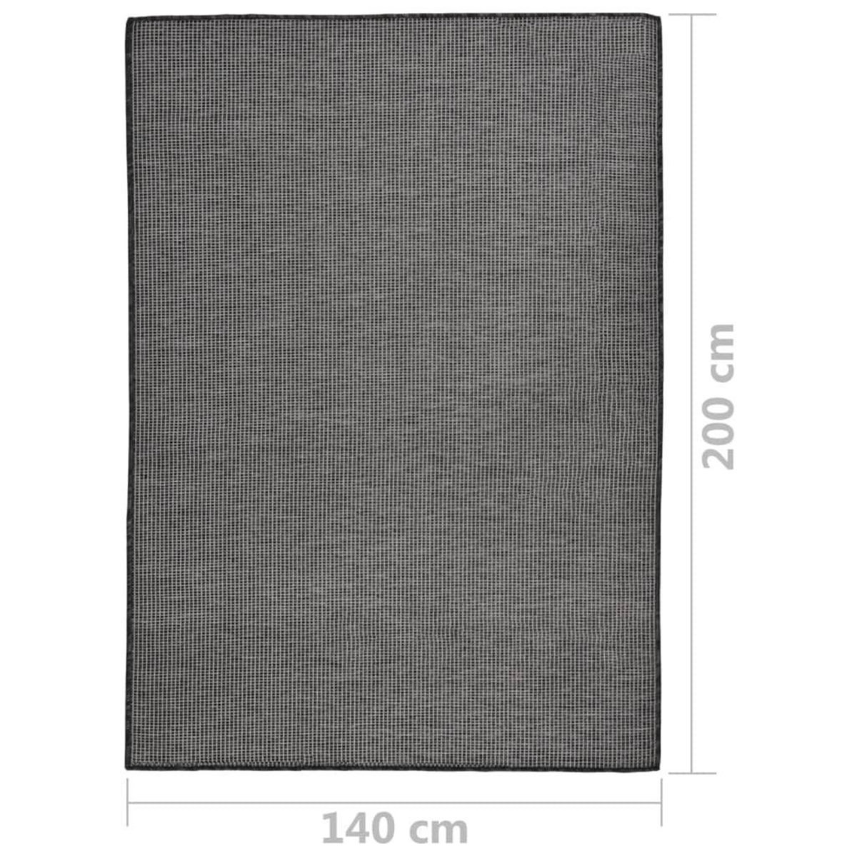 VIDAXL Tapis a tissage plat d'exterieur 140x200 cm Gris