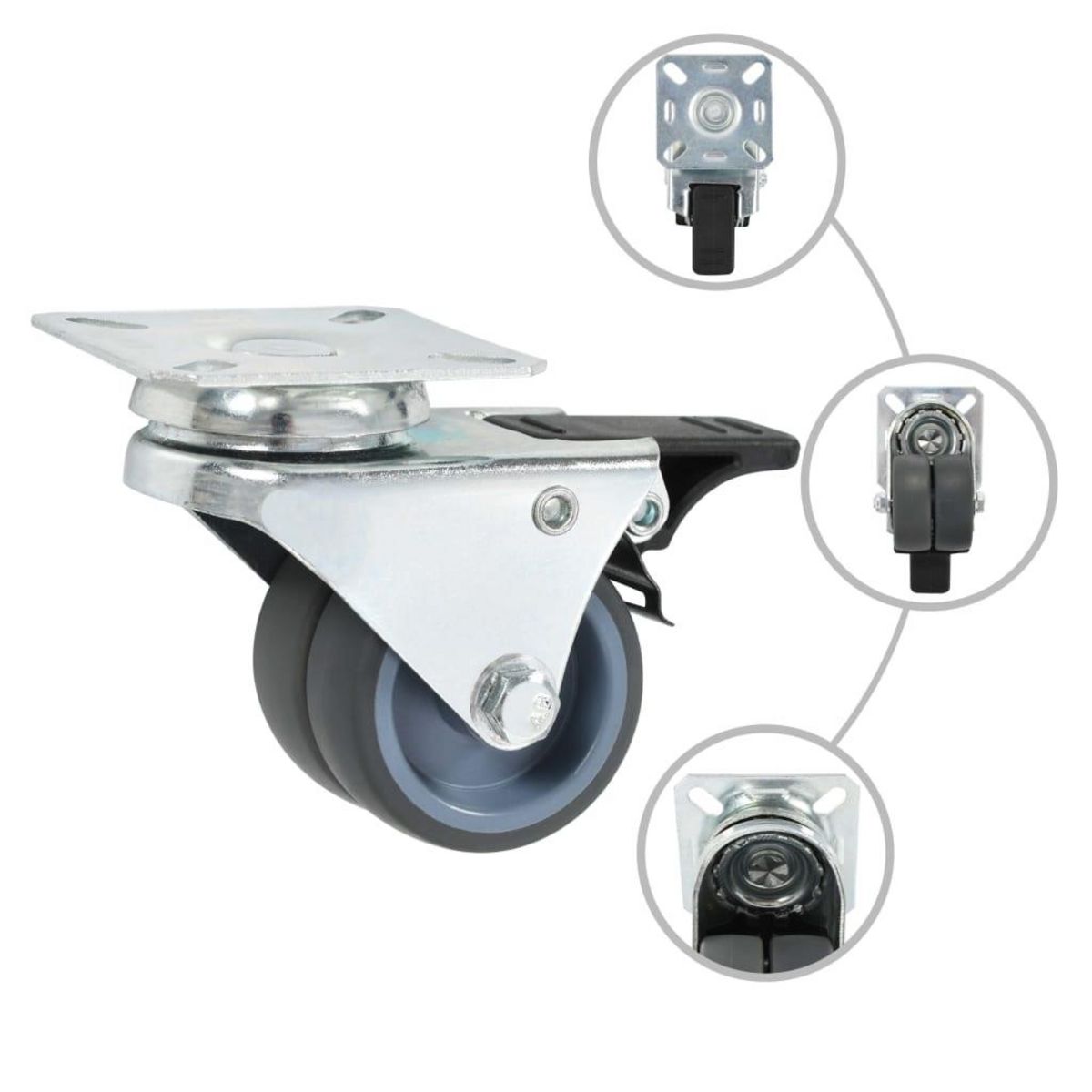 VIDAXL Roulettes pivotantes doubles a double frein 4 pcs 50 mm