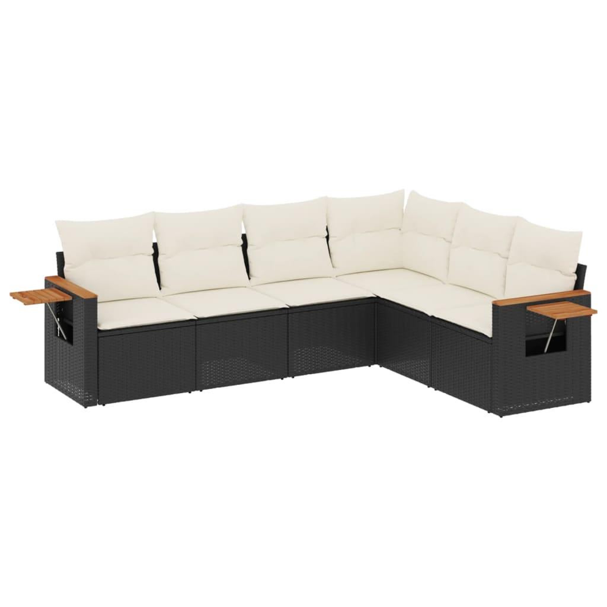 Voir la diapositive 2 : VIDAXL Salon de jardin 6 pcs avec coussins noir resine tressee