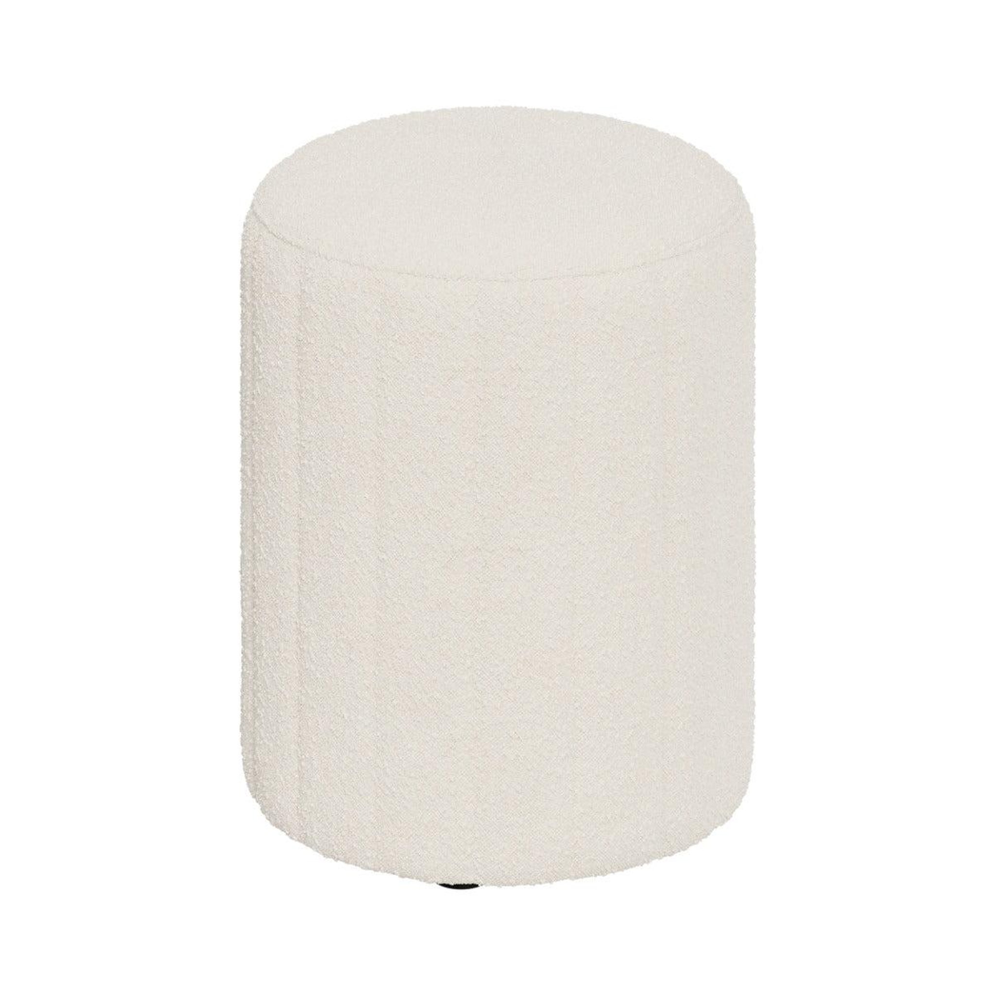 MAISON PAVANE Pouf rond en tissu blanc bouclé-eva