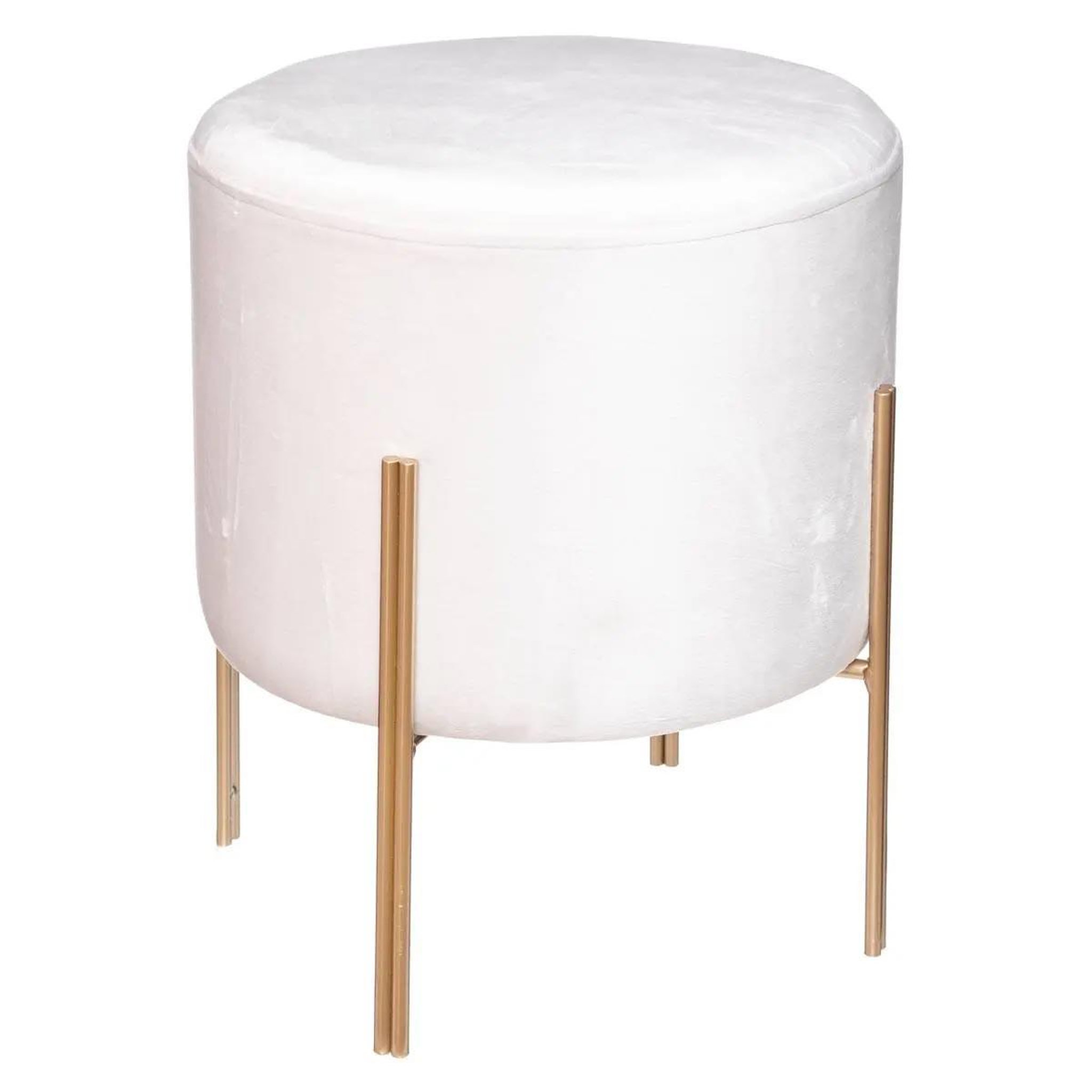 ATMOSPHERA Tabouret design en velours  living  40cm ivoire & or
