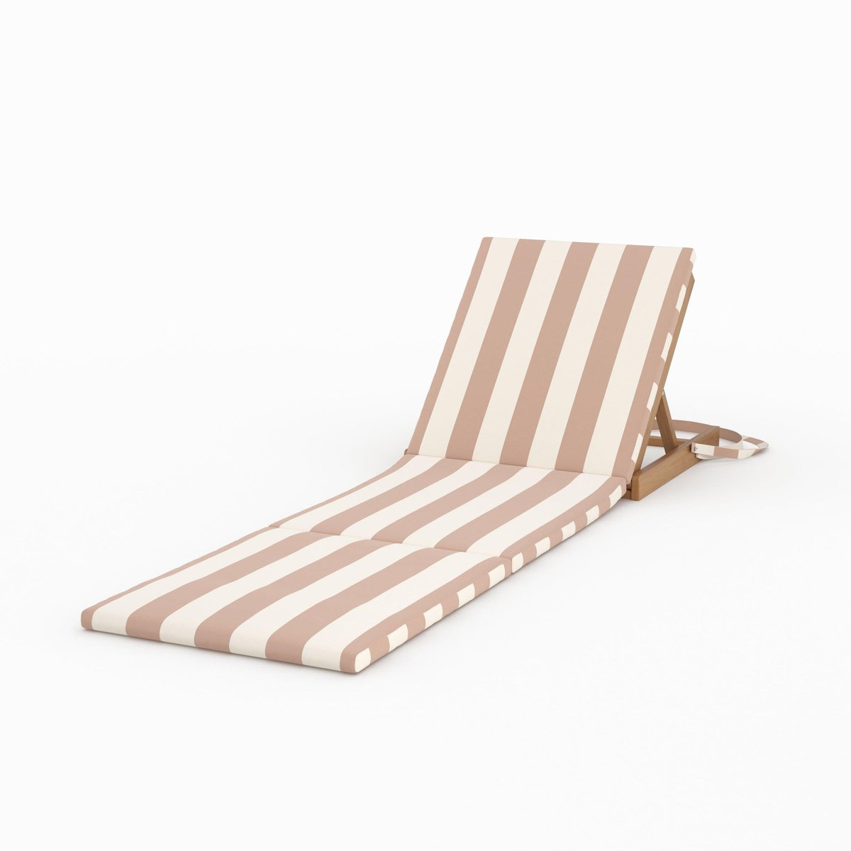 Rendez vous déco Chaise longue de plage pliable en tissu rayé écru et taupe-Balabac