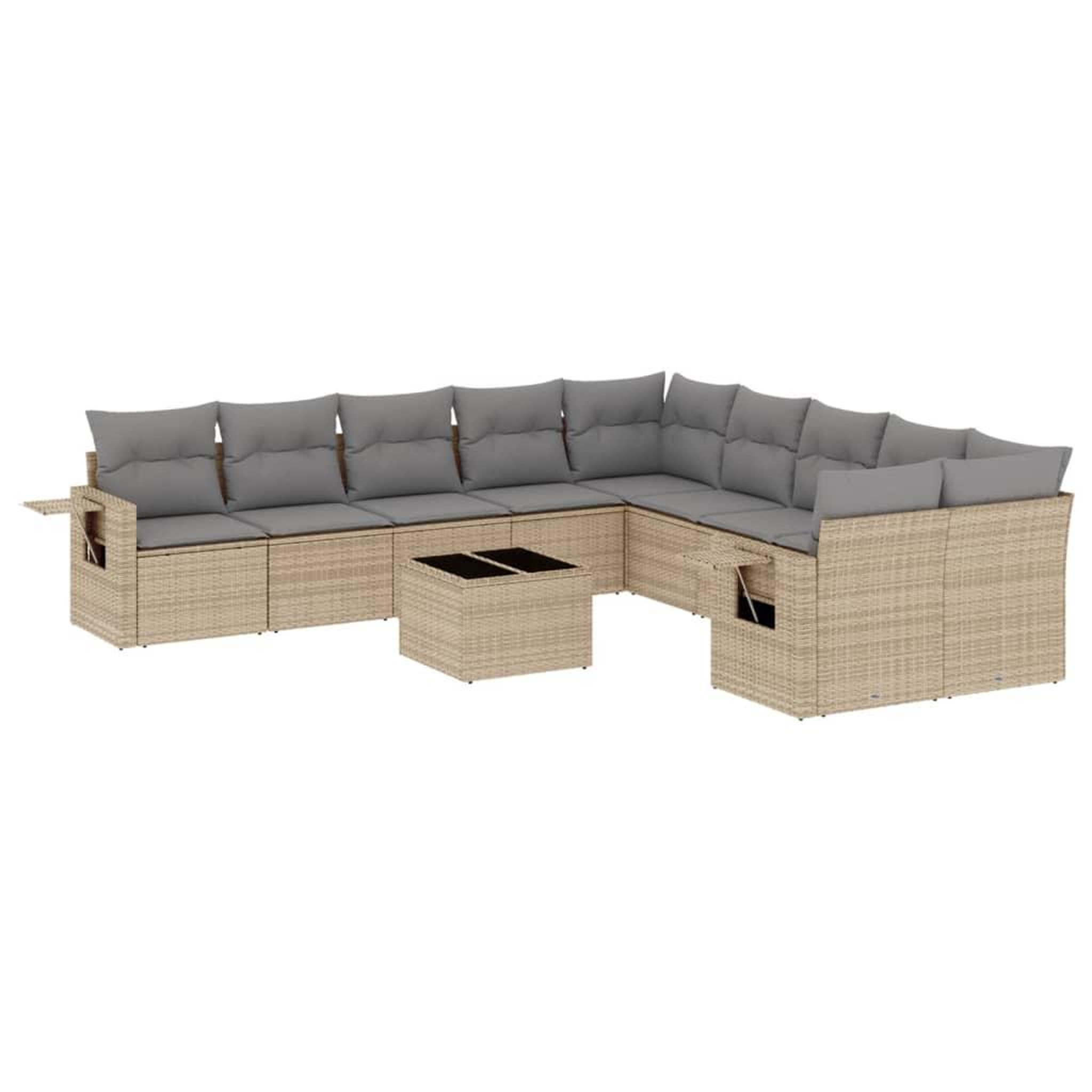 Voir la diapositive 2 : VIDAXL Salon de jardin 11 pcs avec coussins beige resine tressee