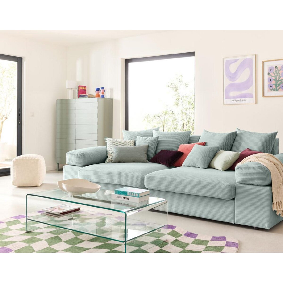 LISA DESIGN Aspen - canapé 4 places - assise profonde - velours côtelé