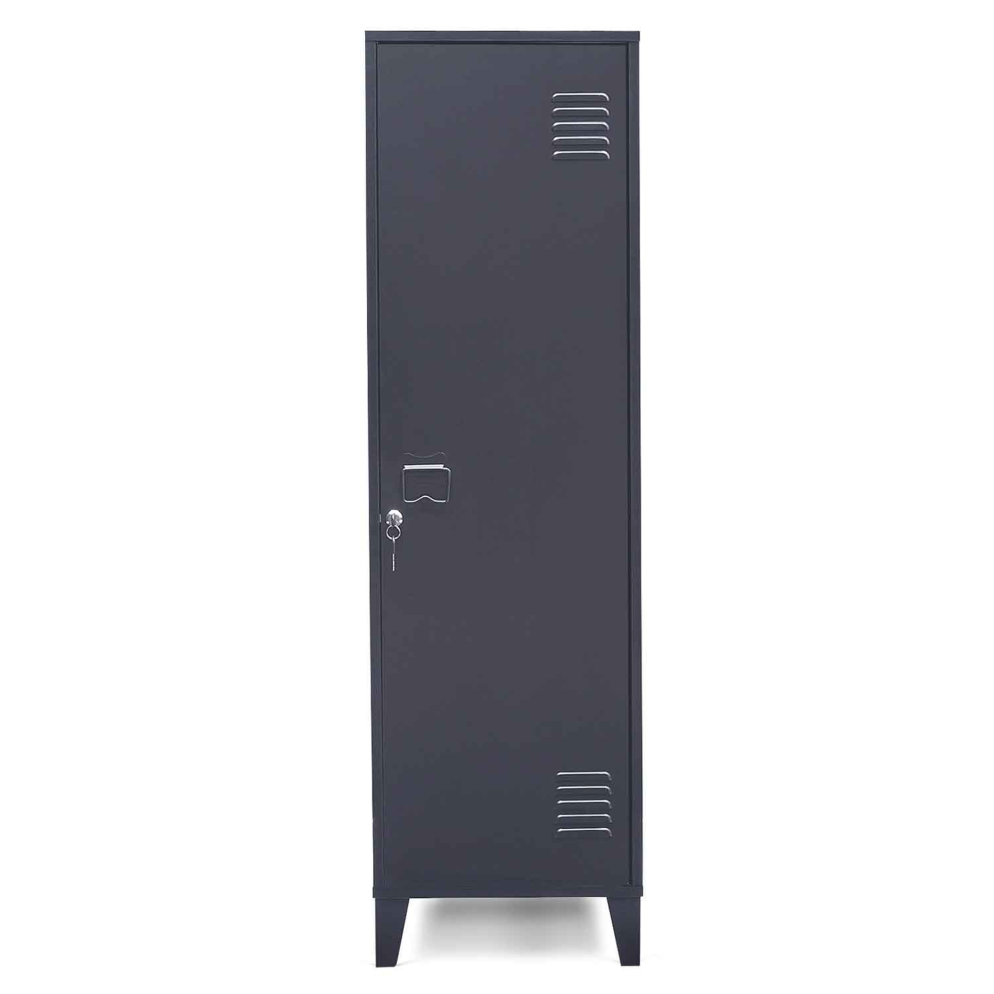 Voir la diapositive 3 : ID MARKET Armoire vestiaire ester 1 porte métal gris foncé design industriel