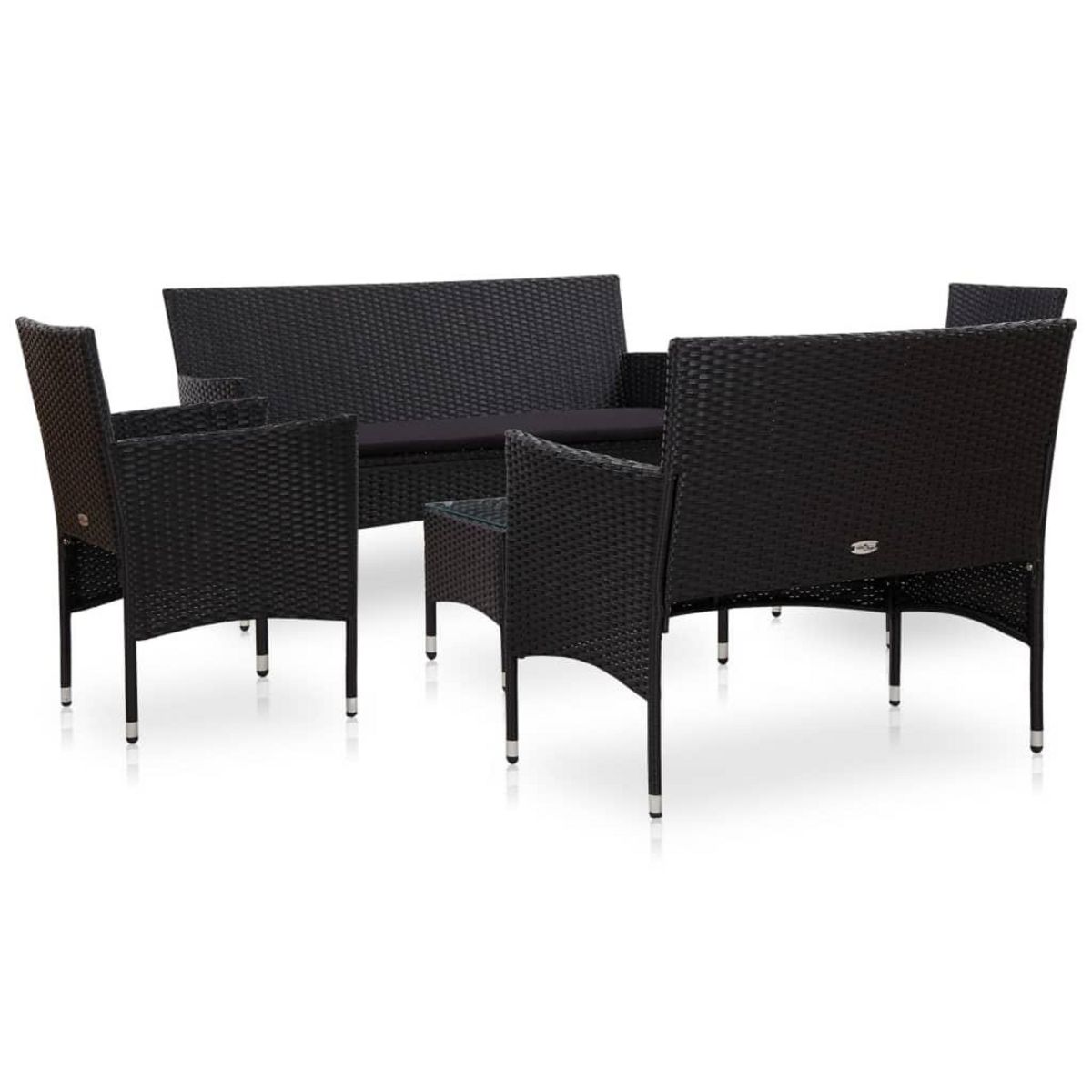 VIDAXL Salon de jardin 5 pcs avec coussins resine tressee noir