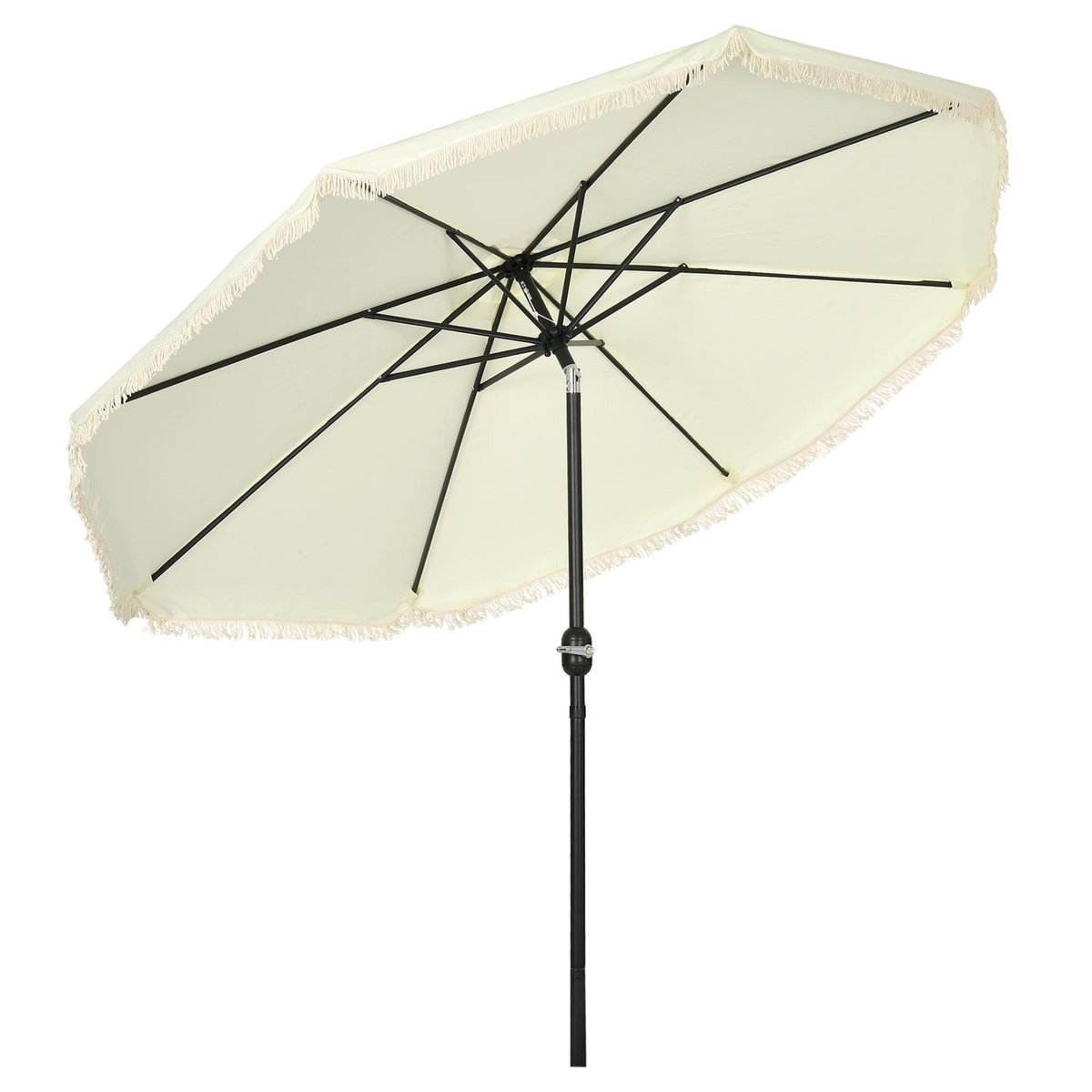 OUTSUNNY Parasol octogonal inclinable Ø 2,68 x 2,32H m mât acier noir polyester haute densité 180 g/m² crème