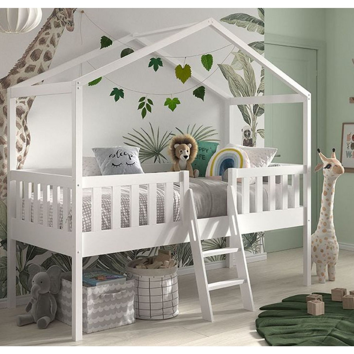 Lit cabane en bois massif 90x200 cm ATLANTA