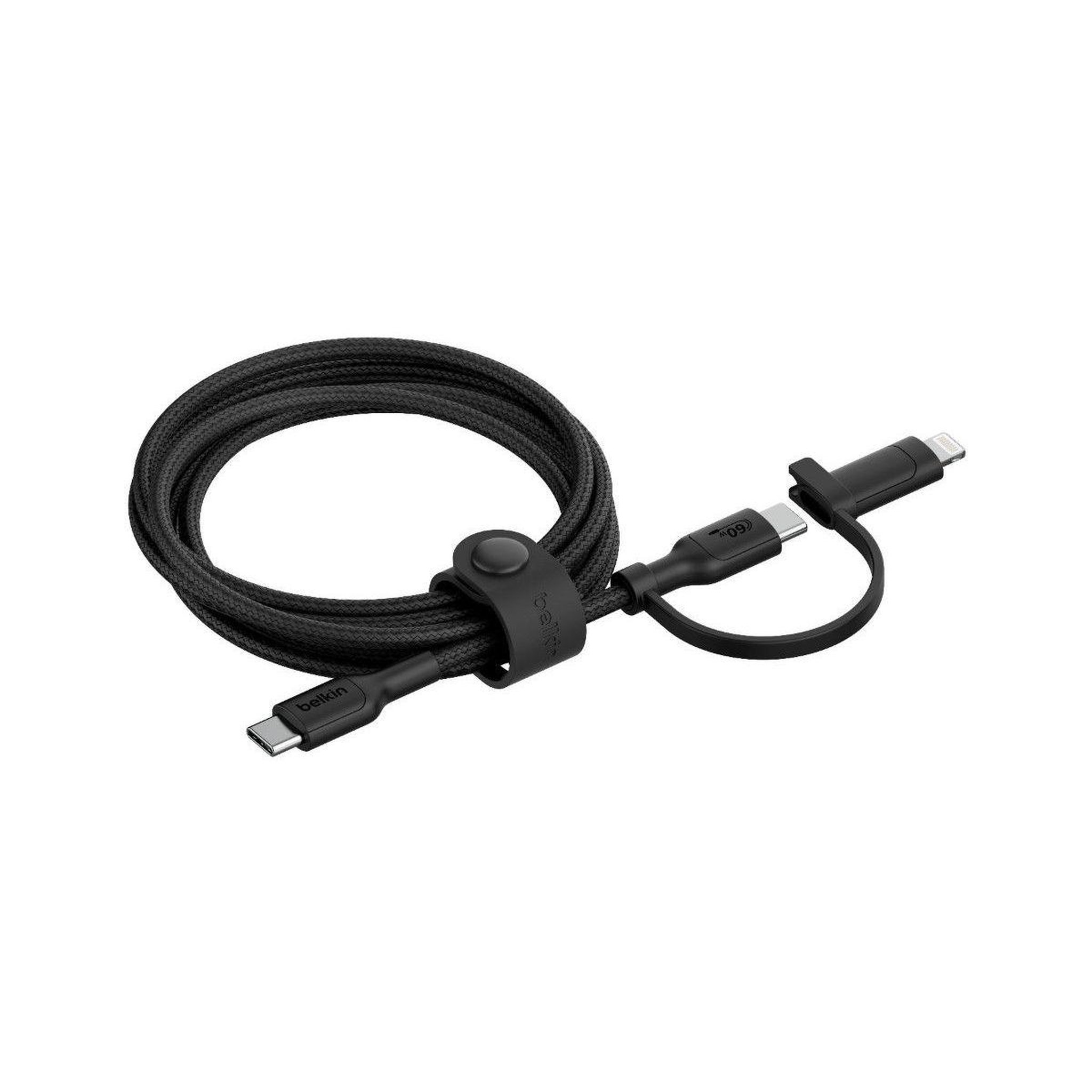 Voir la diapositive 2 : Belkin Adaptateur usb 2-en-1 usb-c et lightning 1m50 noi