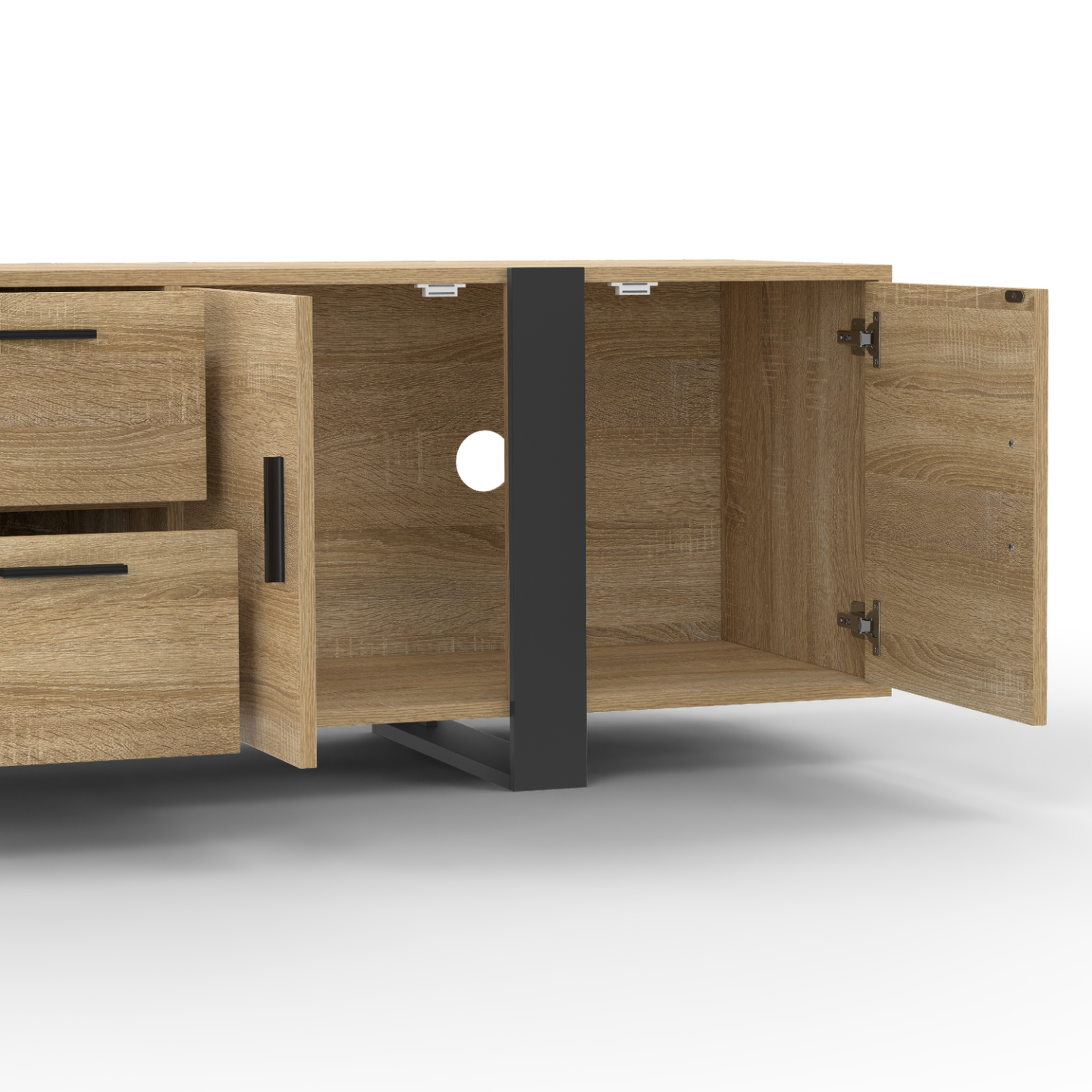 Voir la diapositive 6 : ID MARKET Meuble tv 180 cm phoenix avec rangements bois et noir