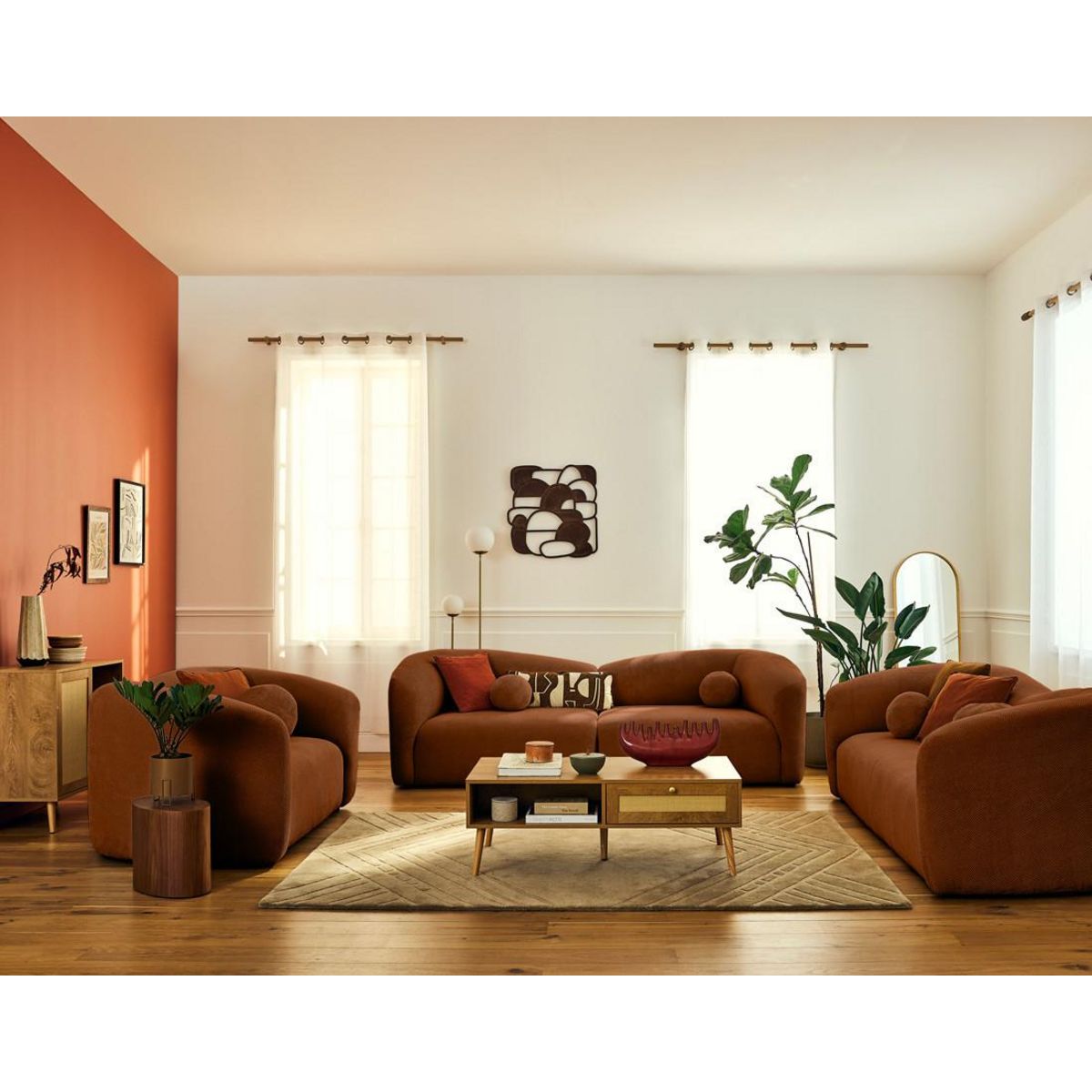 LISA DESIGN Charles - canapé droit 2 places en velours texturé