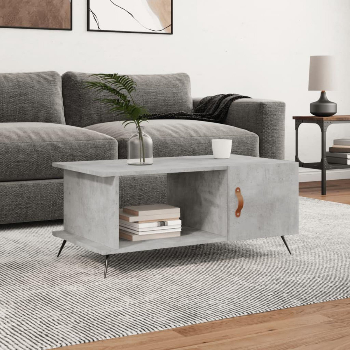 VIDAXL Table basse gris beton 90x50x40 cm bois d'ingenierie