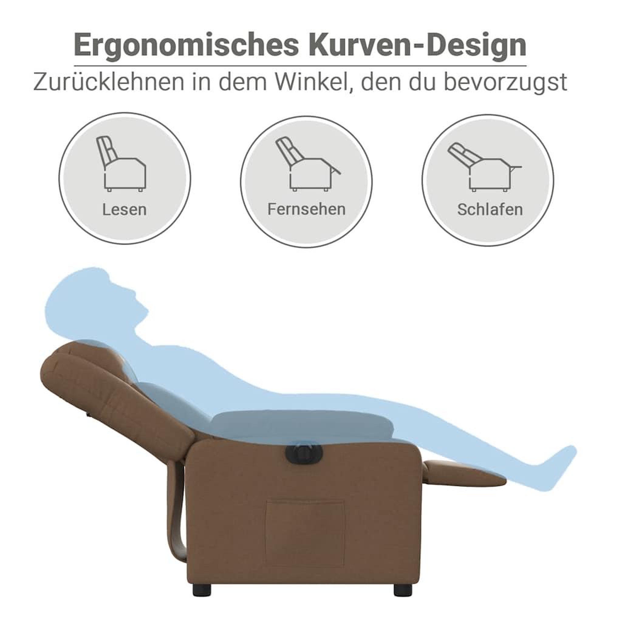 Voir la diapositive 6 : VIDAXL Fauteuil inclinable electrique Marron Tissu