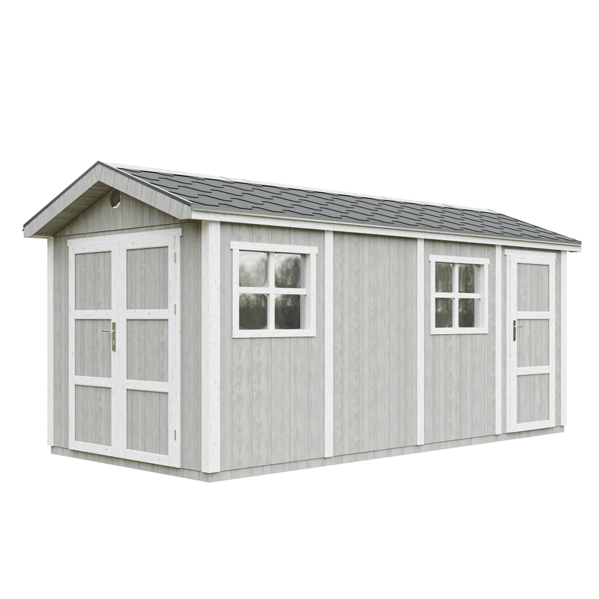 Voir la diapositive 1 : TIMBELA Abri de Jardin Qualité Premium 8.52 + 2.95 m² Avec un sol et des bardeaux bitumineux M915C
