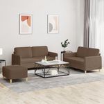 VIDAXL Ensemble de canapes 3 pcs avec coussins Marron Tissu