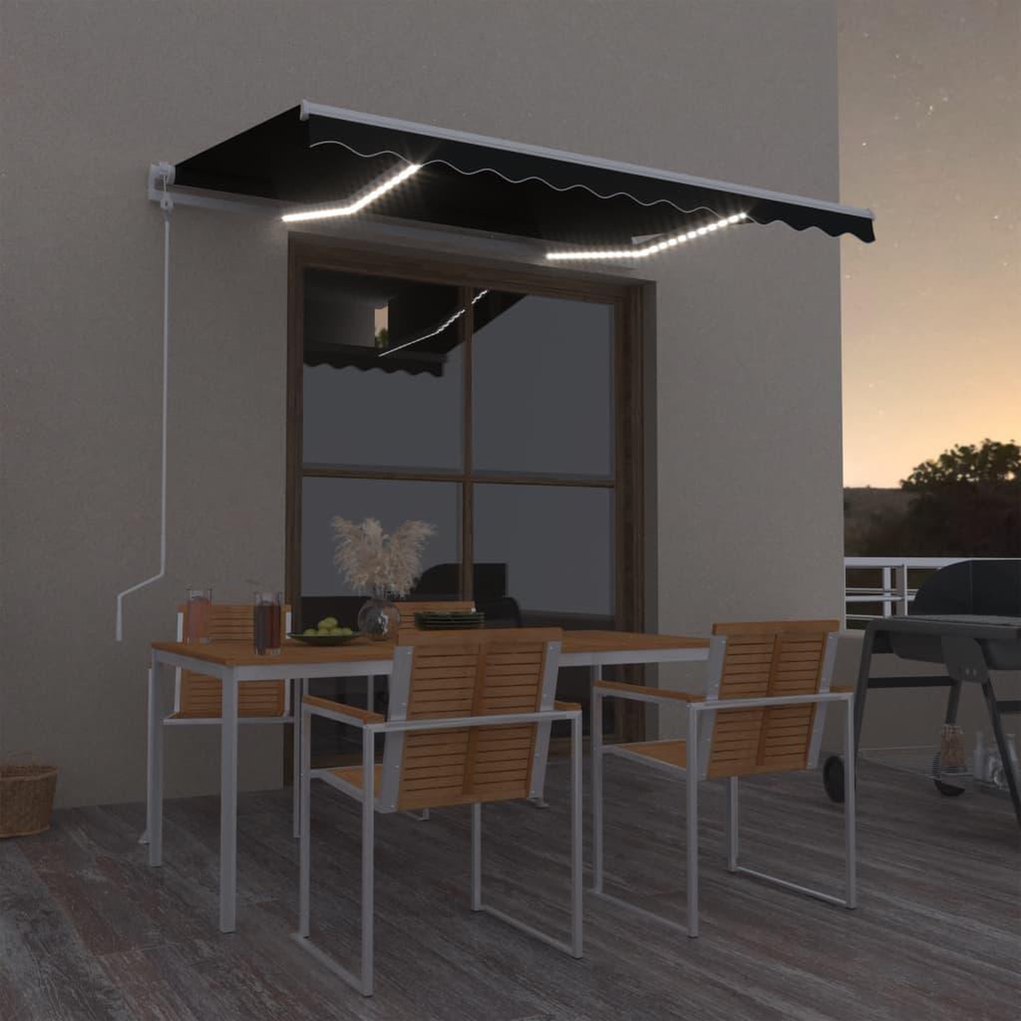 VIDAXL Auvent automatique capteur de vent et LED 300x250 cm Anthracite