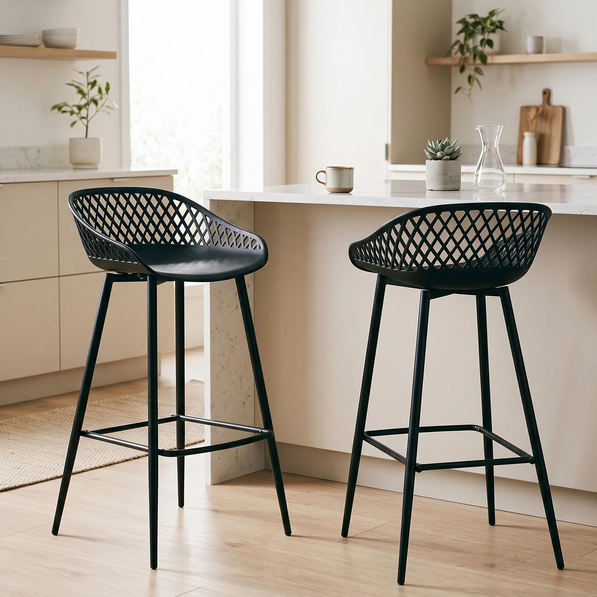 Voir la diapositive 2 : IDIMEX Lot de 2 tabourets de bar IREK, en plastique