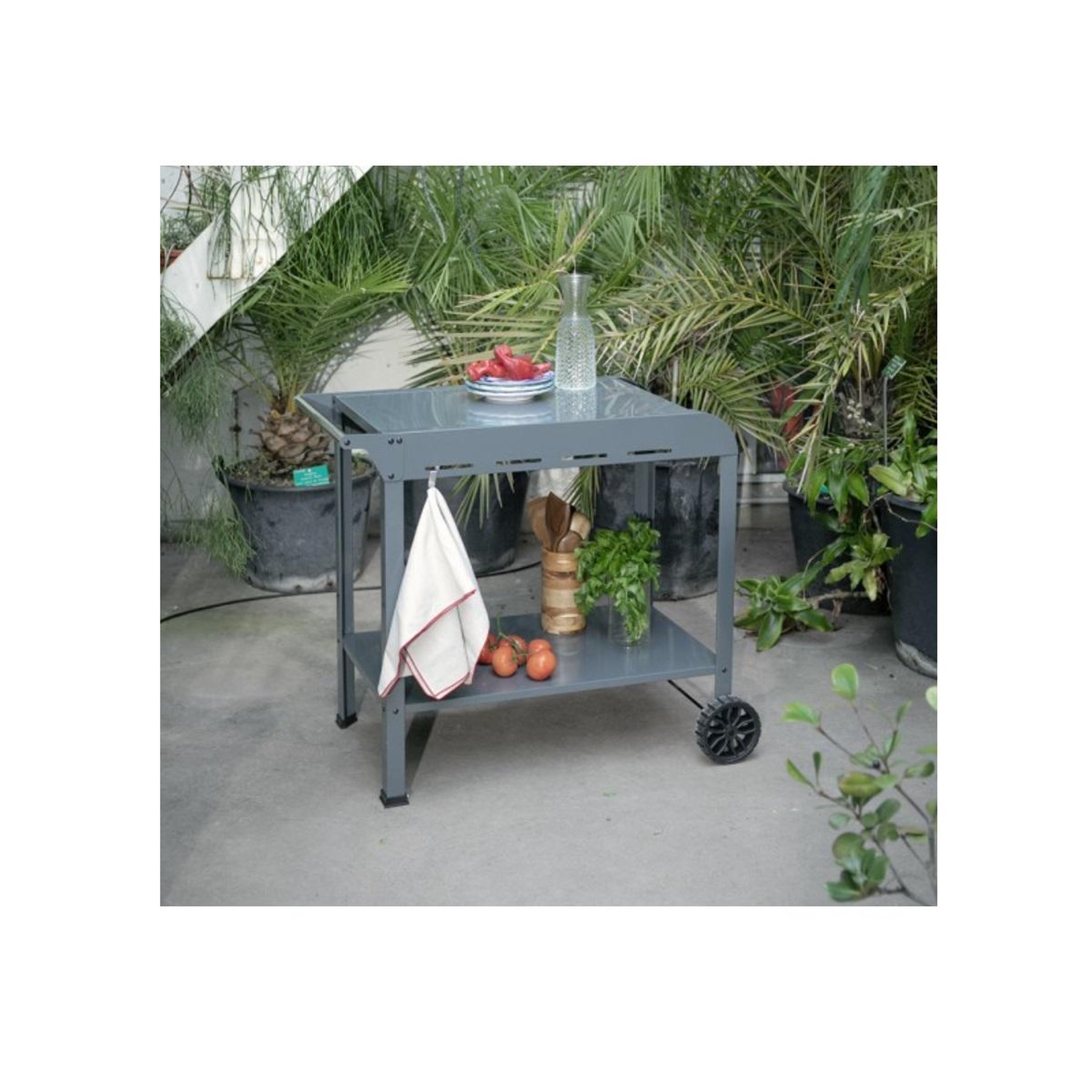 Voir la diapositive 3 : LIVOO Desserte gris 91.5x50.2x80cm - gs168g