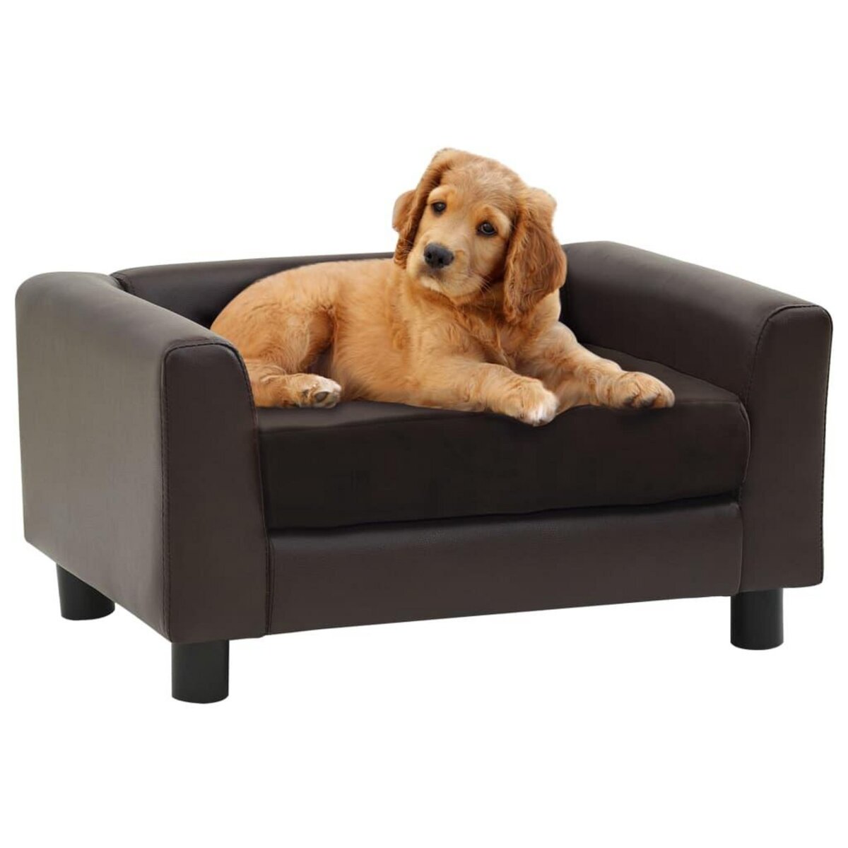 VIDAXL Canape pour chien Marron 60x43x30 cm Peluche et similicuir