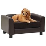 VIDAXL Canape pour chien Marron 60x43x30 cm Peluche et similicuir