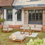 Voir la diapositive 2 : SWEEEK Salon de jardin en bois d'acacia 5 places - Mendoza - Canapé, fauteuils et table basse en acacia, 6 éléments modulables, design