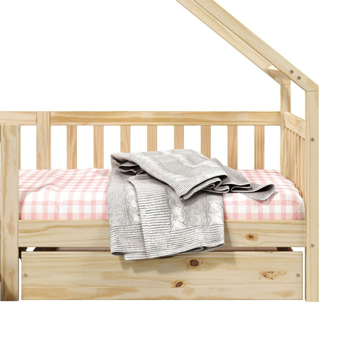 IDIMEX Lit cabane  asymétrique ALVA avec tiroirs, 90 x 190 cm en pin massif