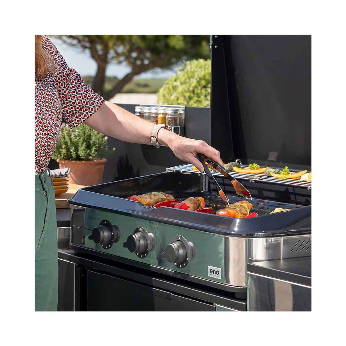 Eno Plancha gaz 80 cm Inox 3 brûleurs à poser, 69x40 cm