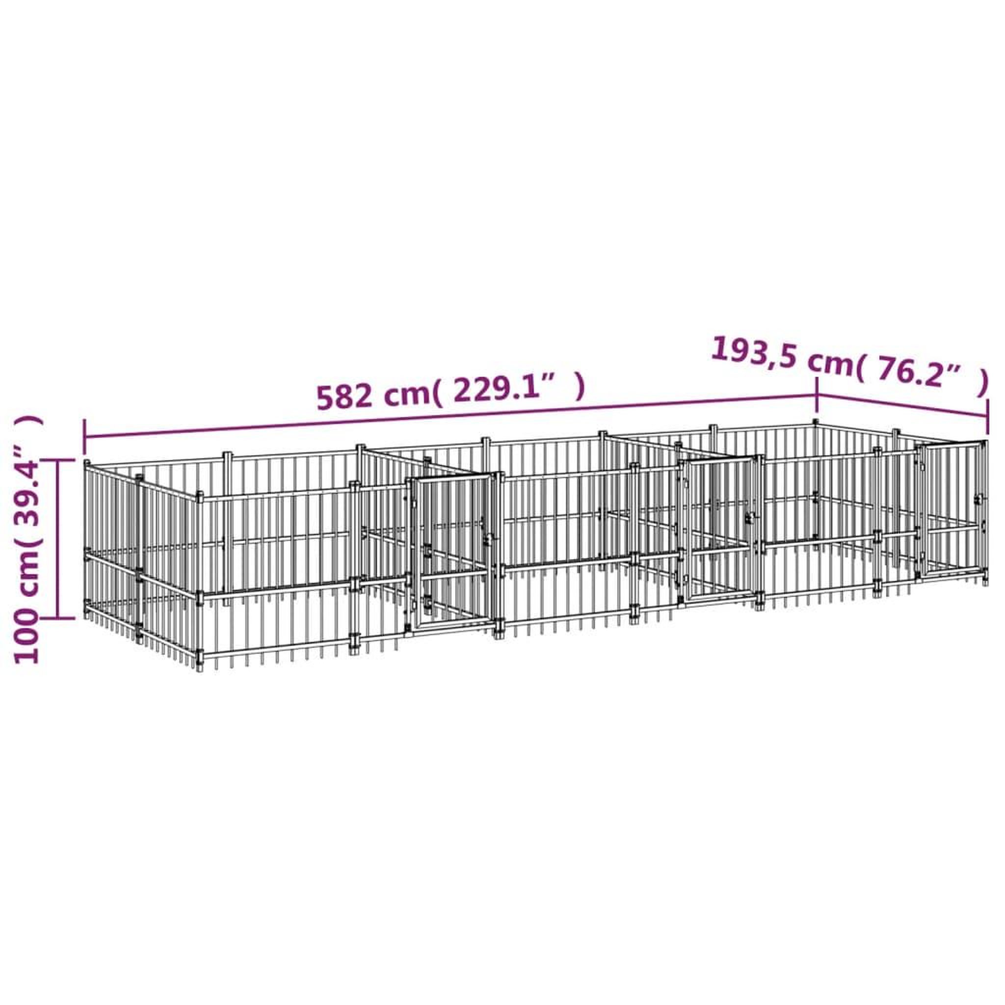 Voir la diapositive 6 : VIDAXL Chenil d'exterieur pour chiens Acier 11,26 m²