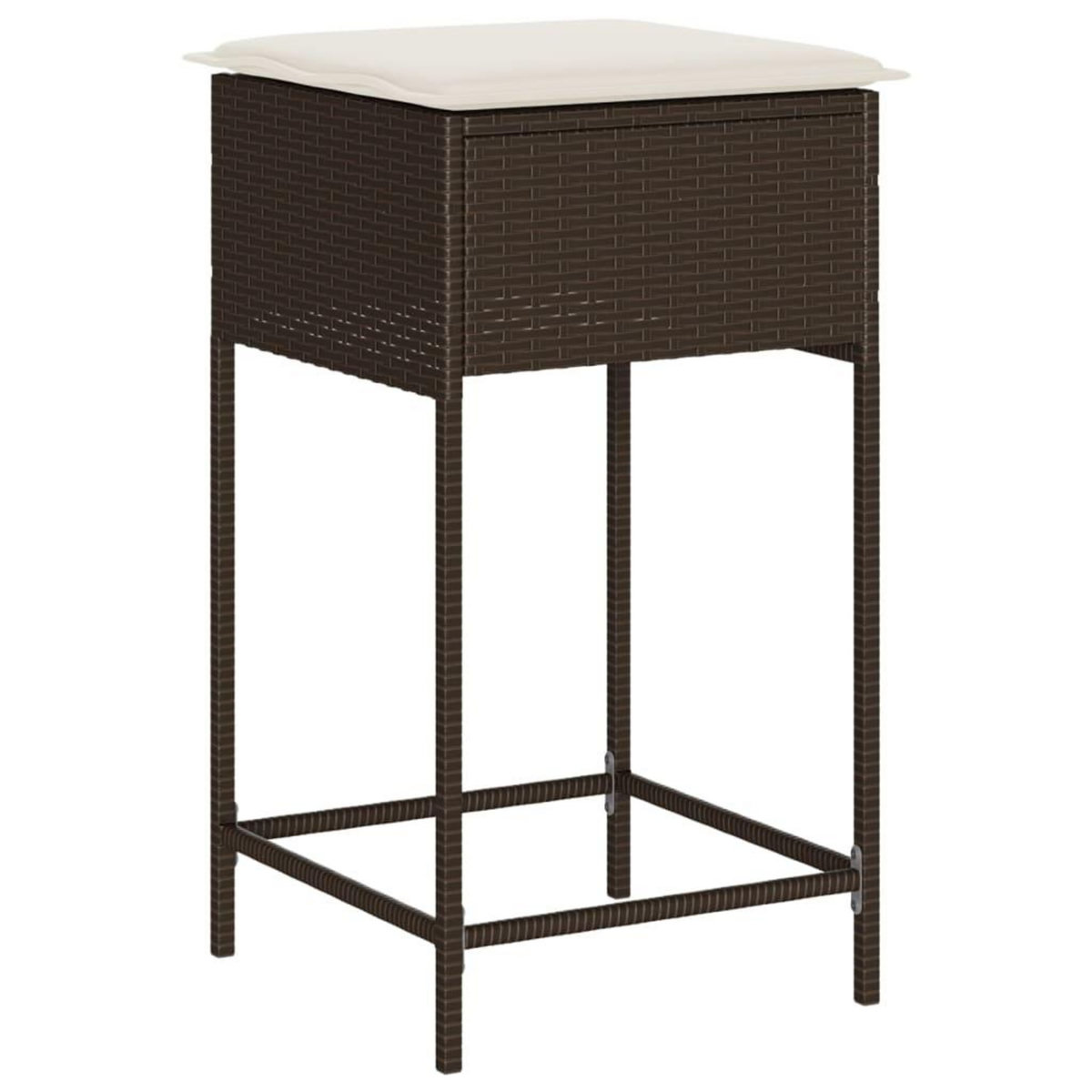 VIDAXL Ensemble de bar de jardin 3 pcs et coussins brun resine tressee