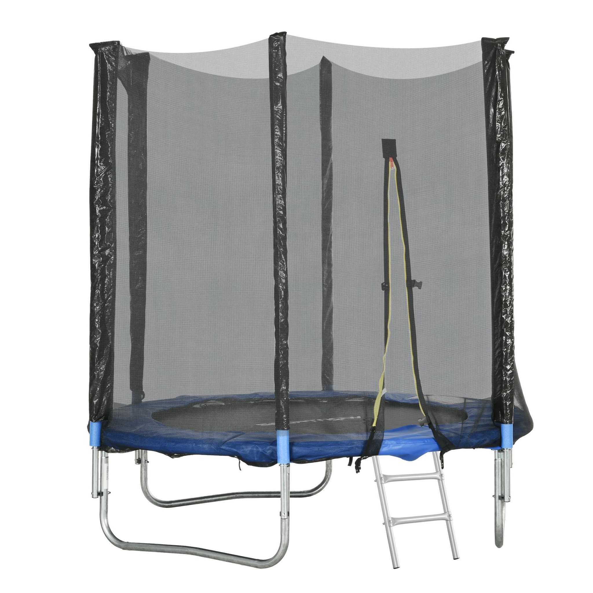 HOMCOM Trampoline d'extérieur Ø 180 cm avec filet de sécurité, poteaux rembourrés et échelle
