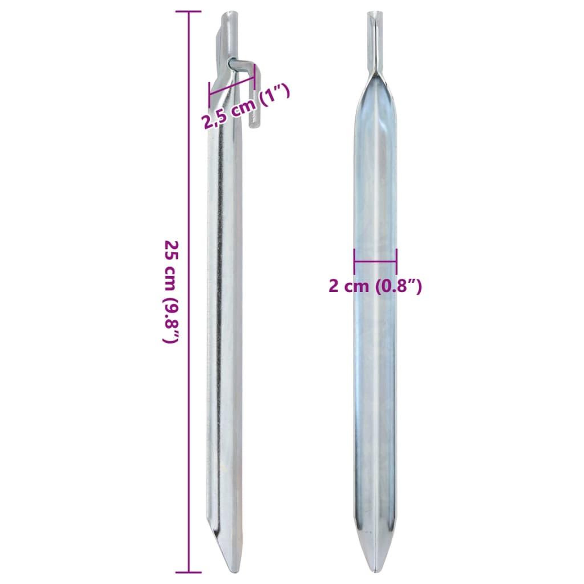 Voir la diapositive 6 : VIDAXL Piquets de tente 24pcs en forme de V 25cm Ø20mm acier galvanise