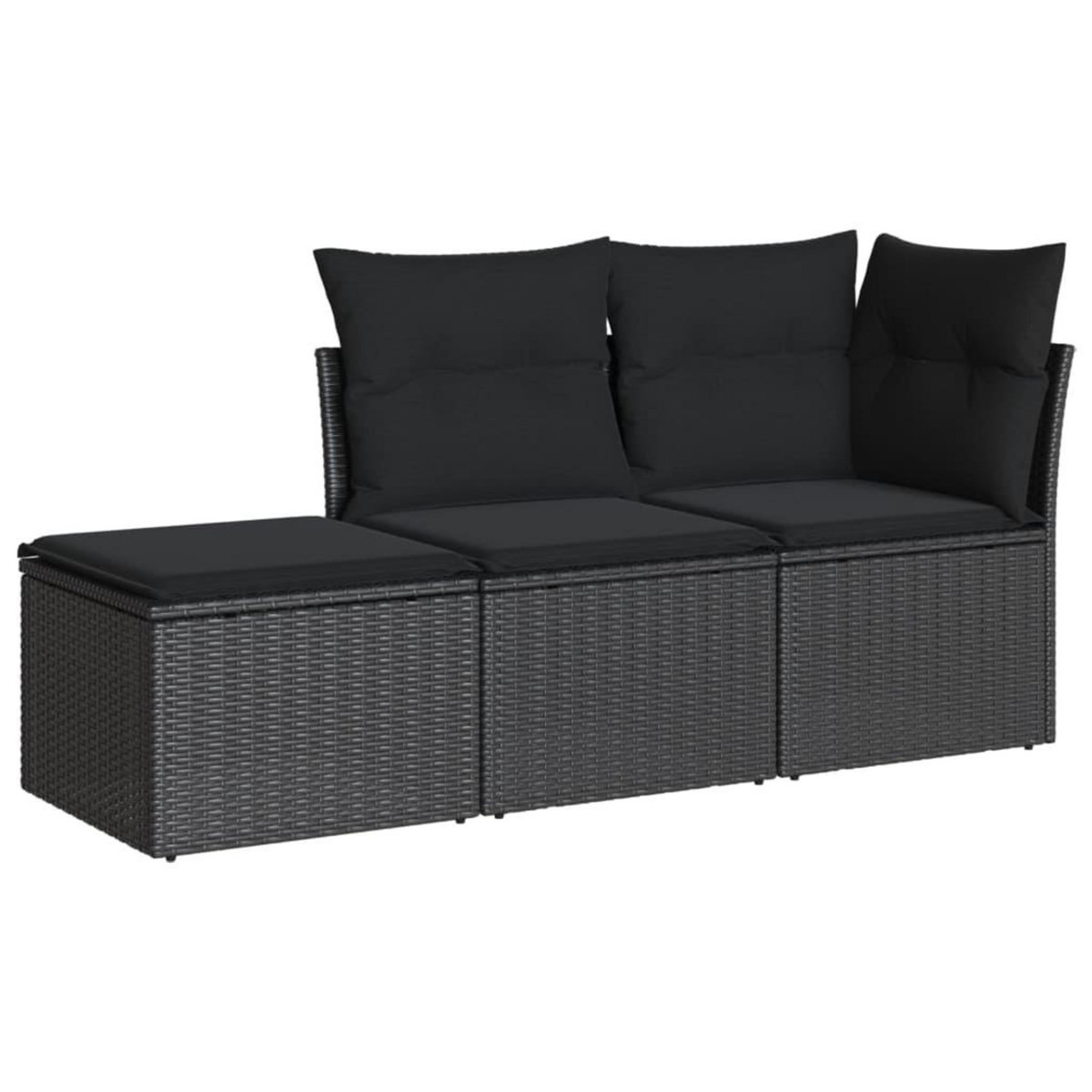 VIDAXL Salon de jardin 3 pcs avec coussins noir resine tressee
