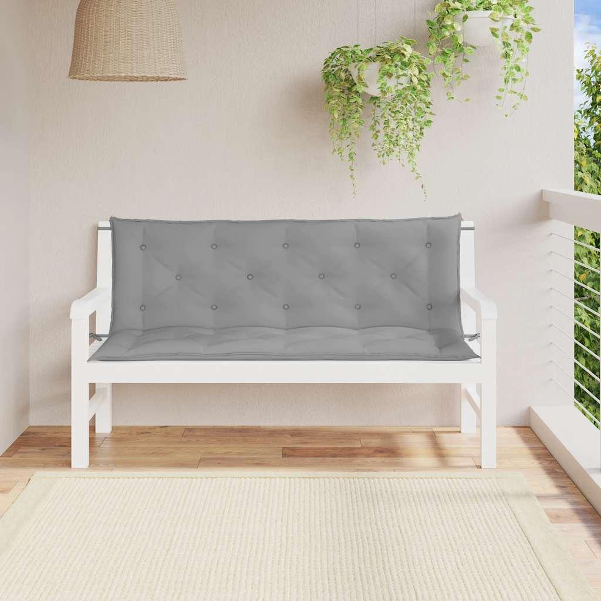 Voir la diapositive 3 : VIDAXL Coussin de banc de jardin gris 150x(50+50)x7 cm tissu oxford