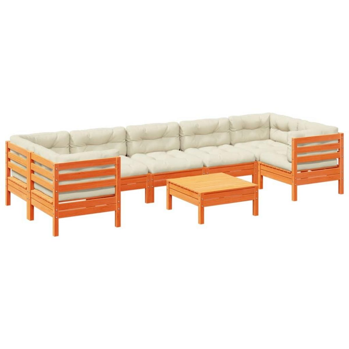 VIDAXL Salon de jardin 8 pcs avec coussins marron cire bois pin massif