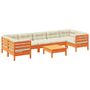 Voir la diapositive 2 : VIDAXL Salon de jardin 8 pcs avec coussins marron cire bois pin massif