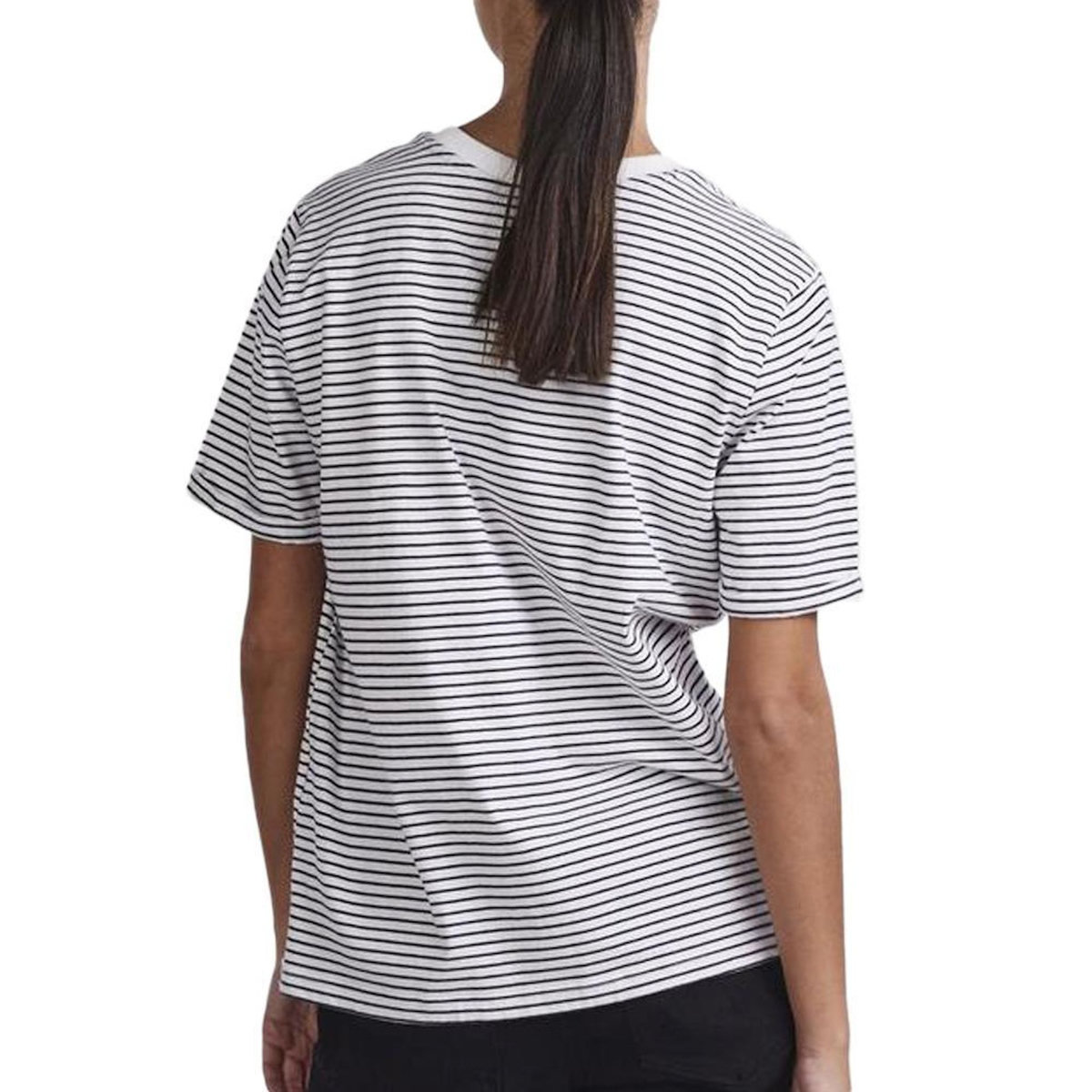Pieces T shirt Blanc à rayures Femme Pieces Ria