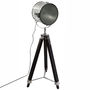 Voir la diapositive 2 : TOILINUX Lot de 2 Lampadaires bois et métal Ebor - Hauteur 150 cm - Noir