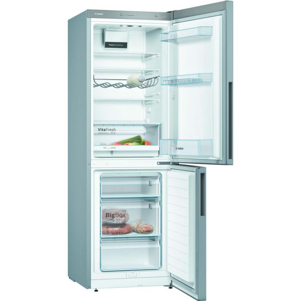 BOSCH Réfrigérateur combiné 60cm 287l brassé inox - kgv33vleas