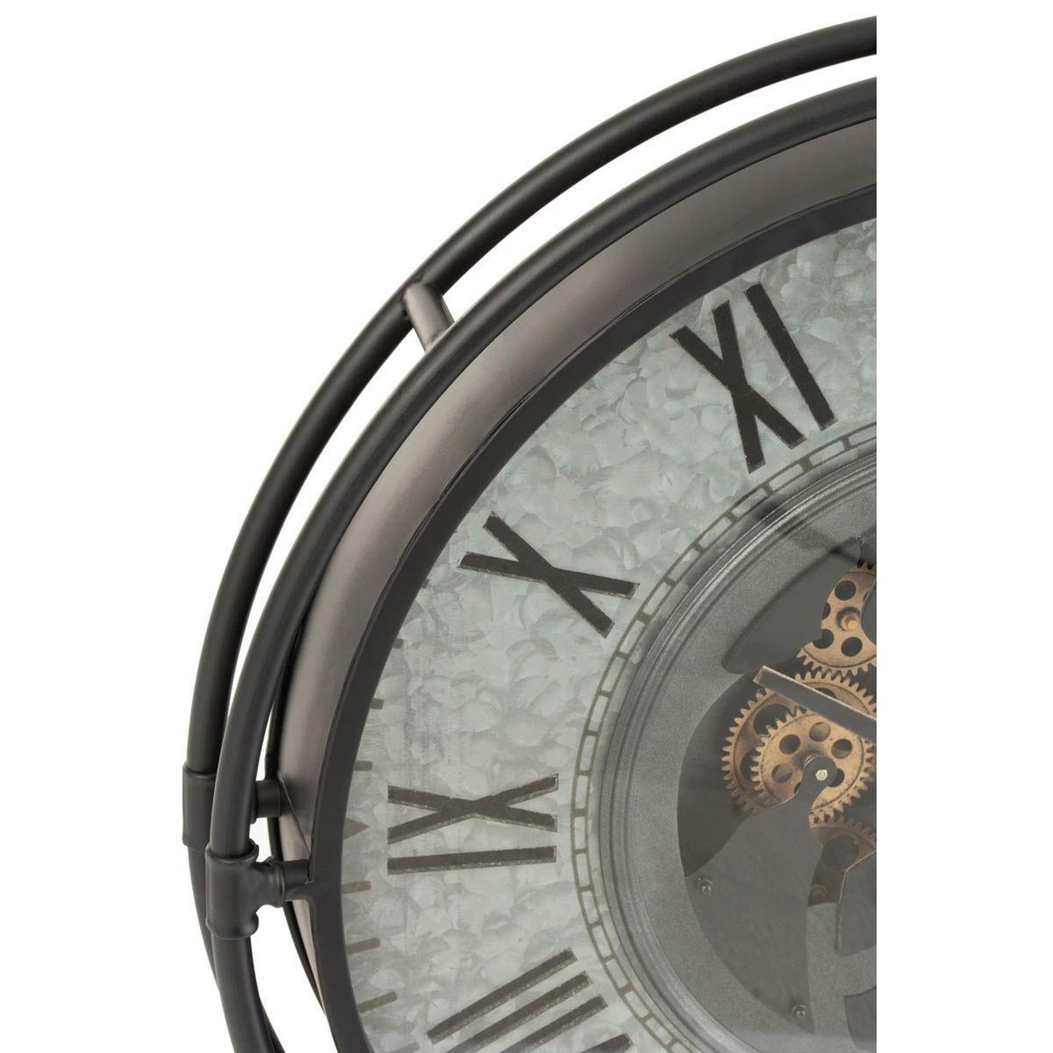 Voir la diapositive 2 : J-LINE Horloge Murale en Métal  Hector  68cm Gris & Noir