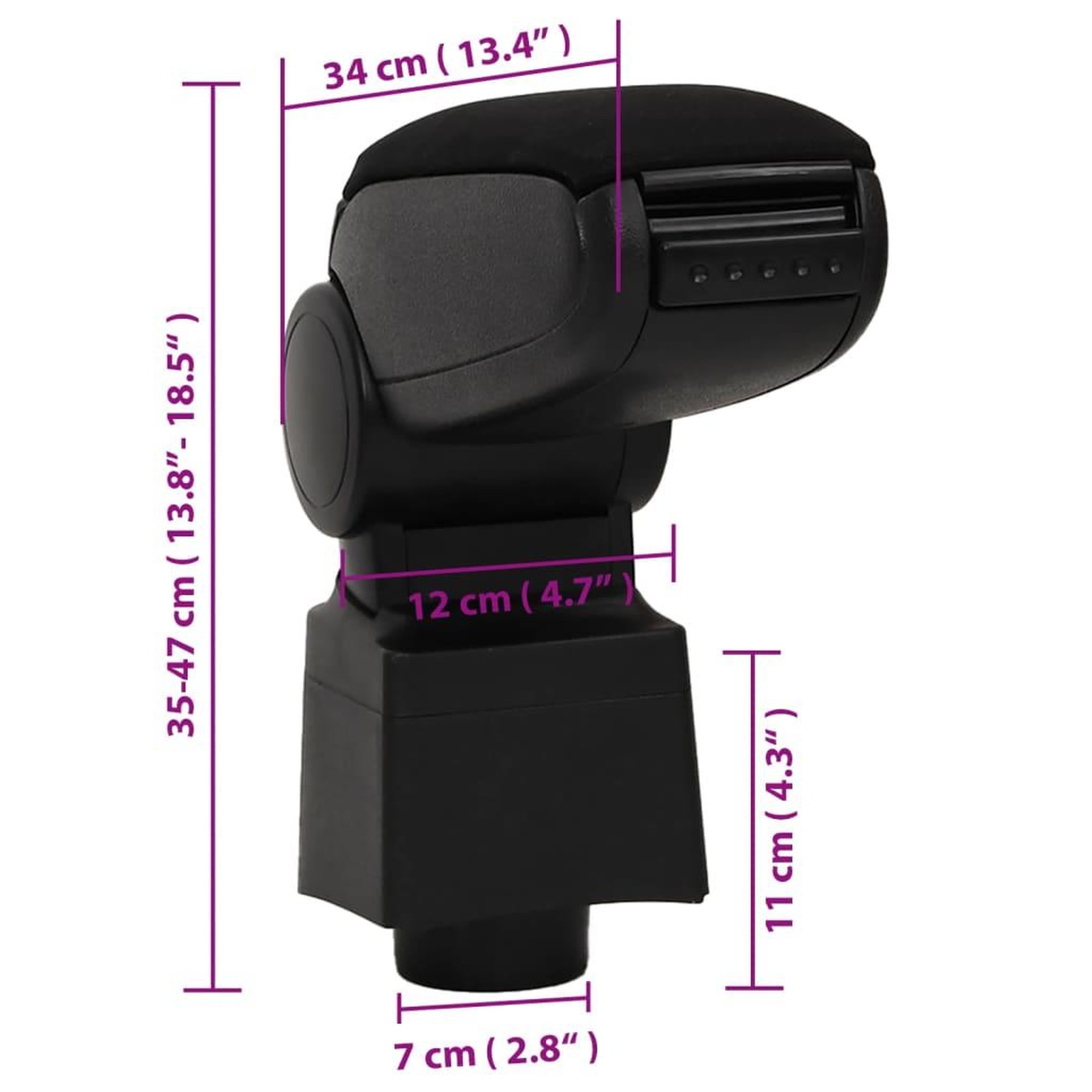 Voir la diapositive 6 : VIDAXL Accoudoir de voiture noir 12x34x(35-47) cm ABS
