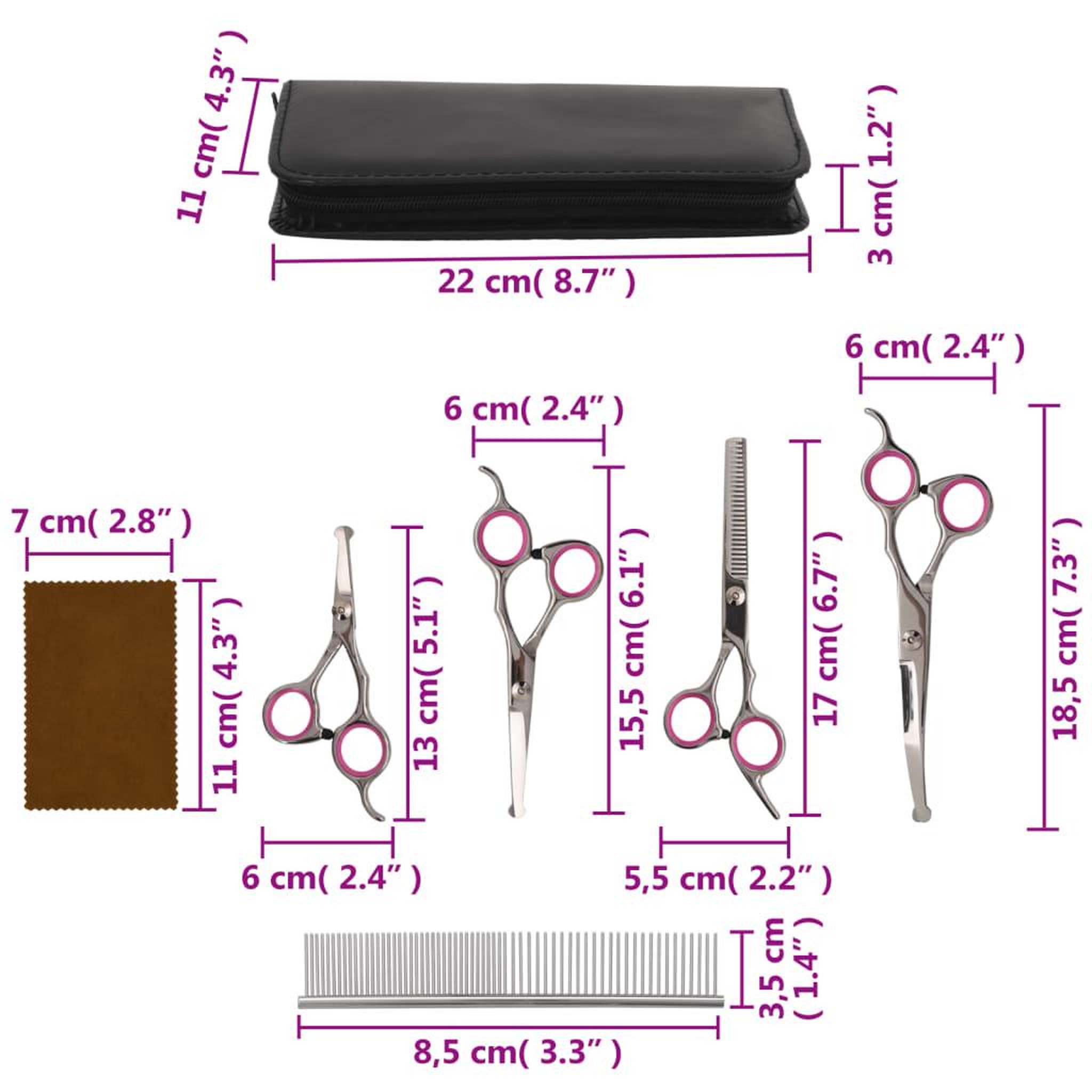 Voir la diapositive 6 : VIDAXL Ensemble de ciseaux de toilettage pour chien 5 pcs