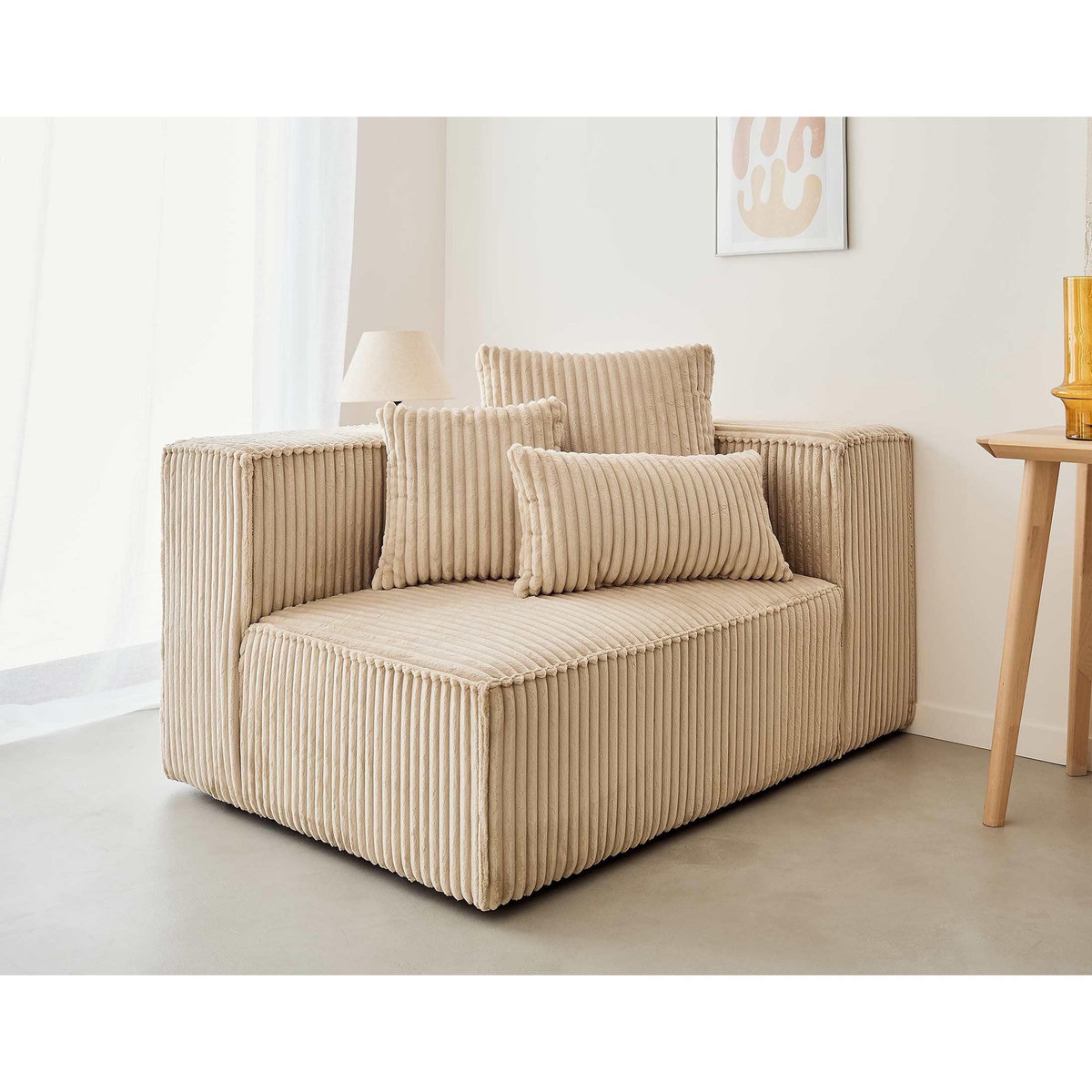 LISA DESIGN Colombine - module d'assise droit - en velours côtelé grosses côtes