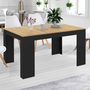 Voir la diapositive 2 : ID MARKET Table console extensible ORLANDO 6 personnes 140 cm bois noir et façon hêtre