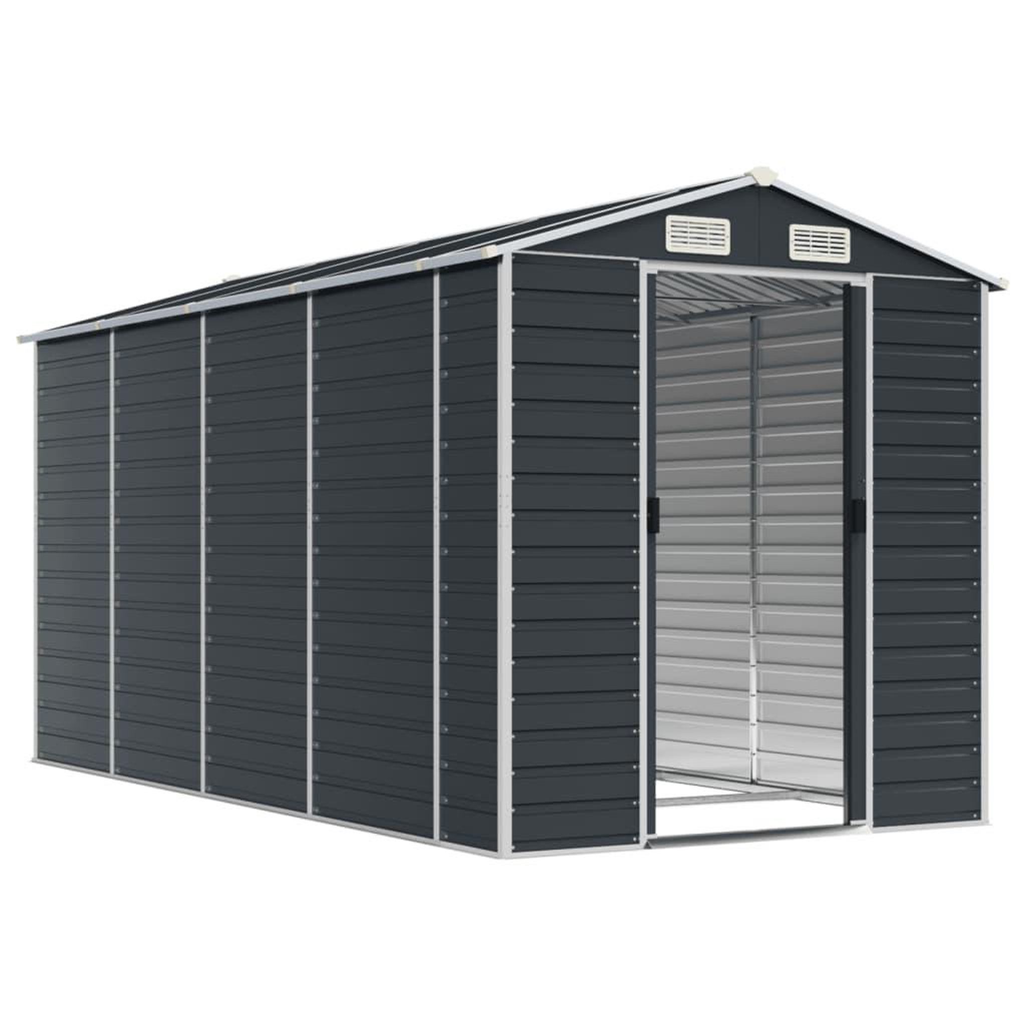 Voir la diapositive 3 : VIDAXL Abri de jardin anthracite 191x385x198 cm acier galvanise