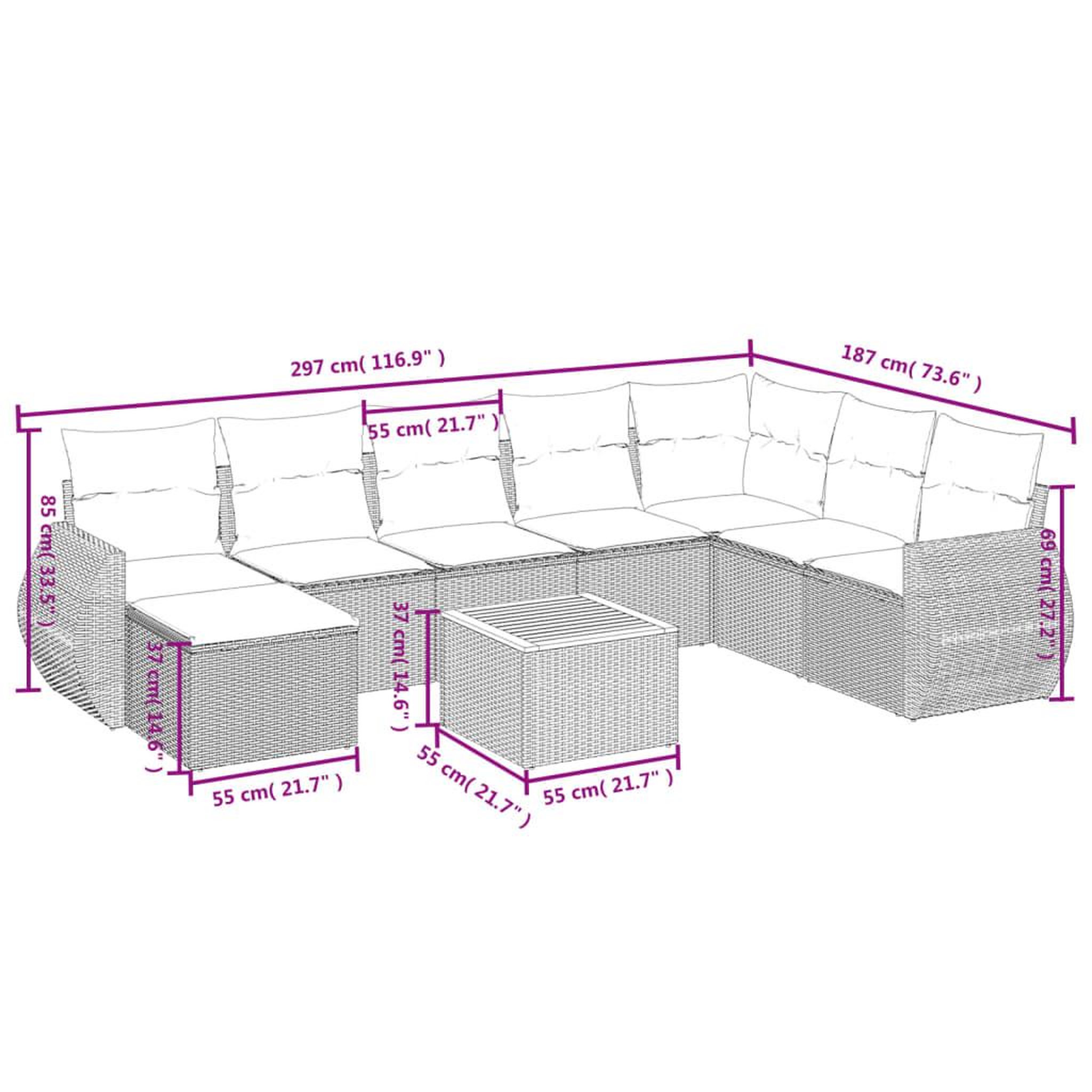Voir la diapositive 6 : VIDAXL Salon de jardin 9 pcs avec coussins noir resine tressee