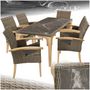 Voir la diapositive 1 : tectake Ensemble table en rotin avec 6 chaises avec cadre solide marron naturel