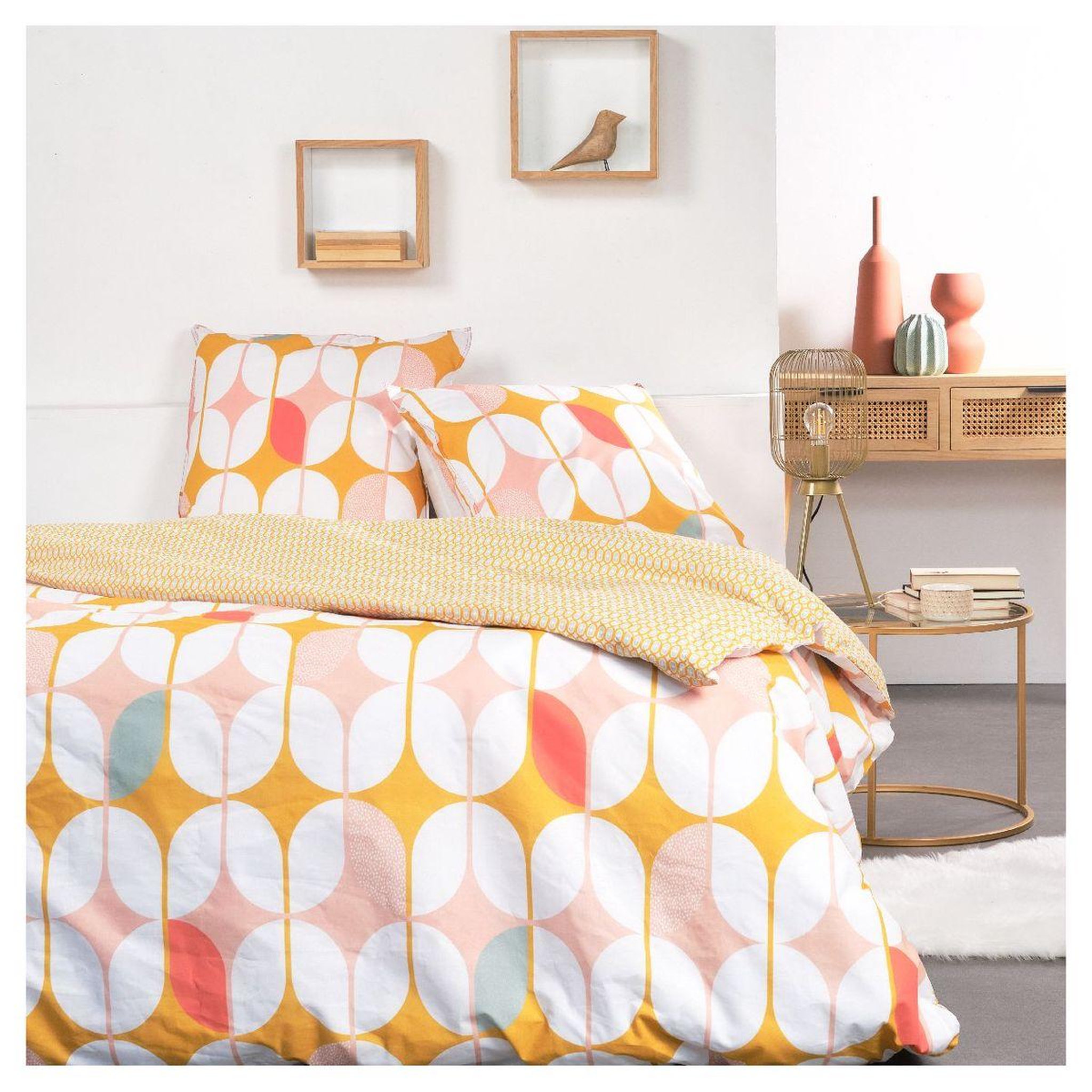 Voir la diapositive 1 : TODAY Parure housse de couette coton 57fils motif géométrique NINA