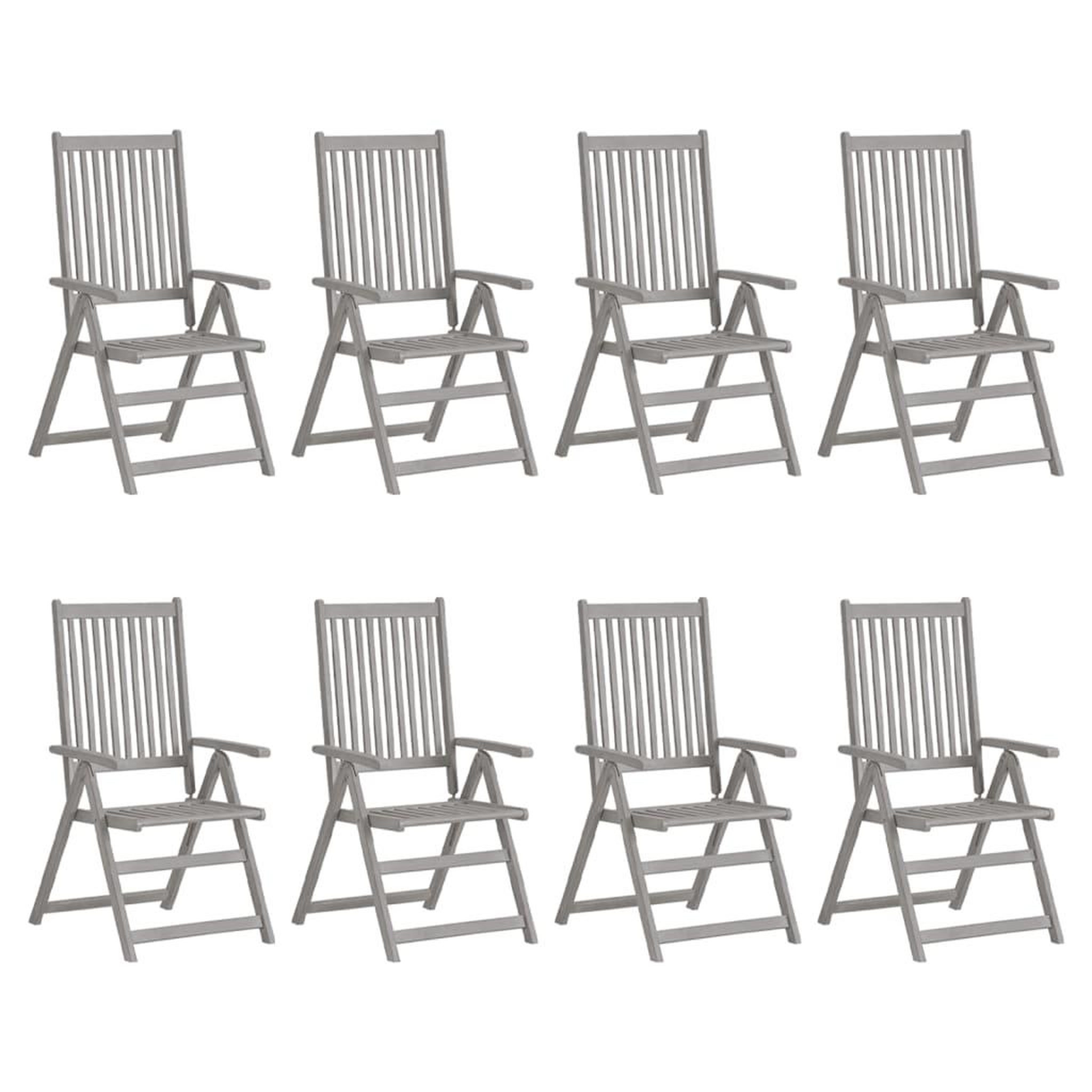 Voir la diapositive 2 : VIDAXL Chaises inclinables de jardin et coussins lot de 8 Gris Acacia