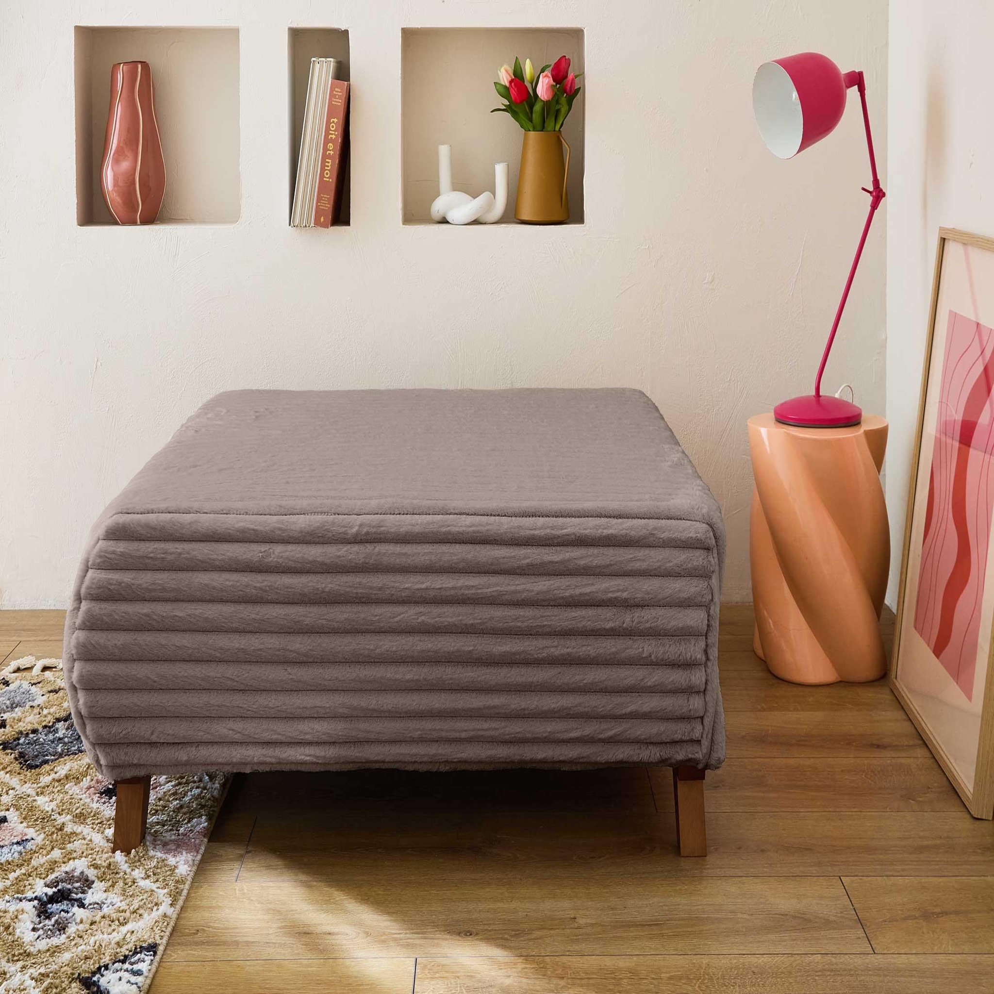 Voir la diapositive 2 : BEST MOBILIER Cristal - pouf modulable - 95 cm - en fausse fourrure côtelée