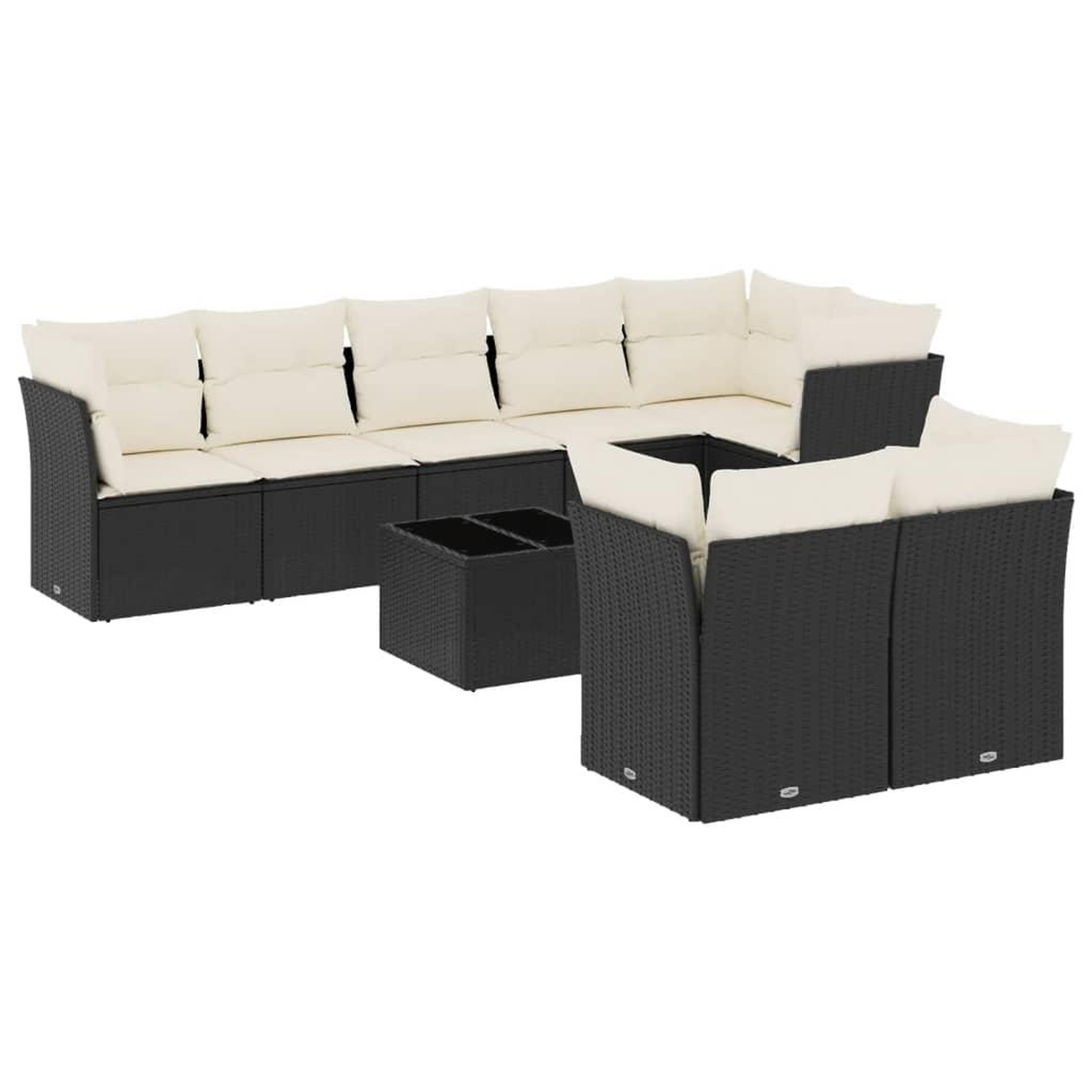 Voir la diapositive 2 : VIDAXL Salon de jardin 9 pcs avec coussins noir resine tressee